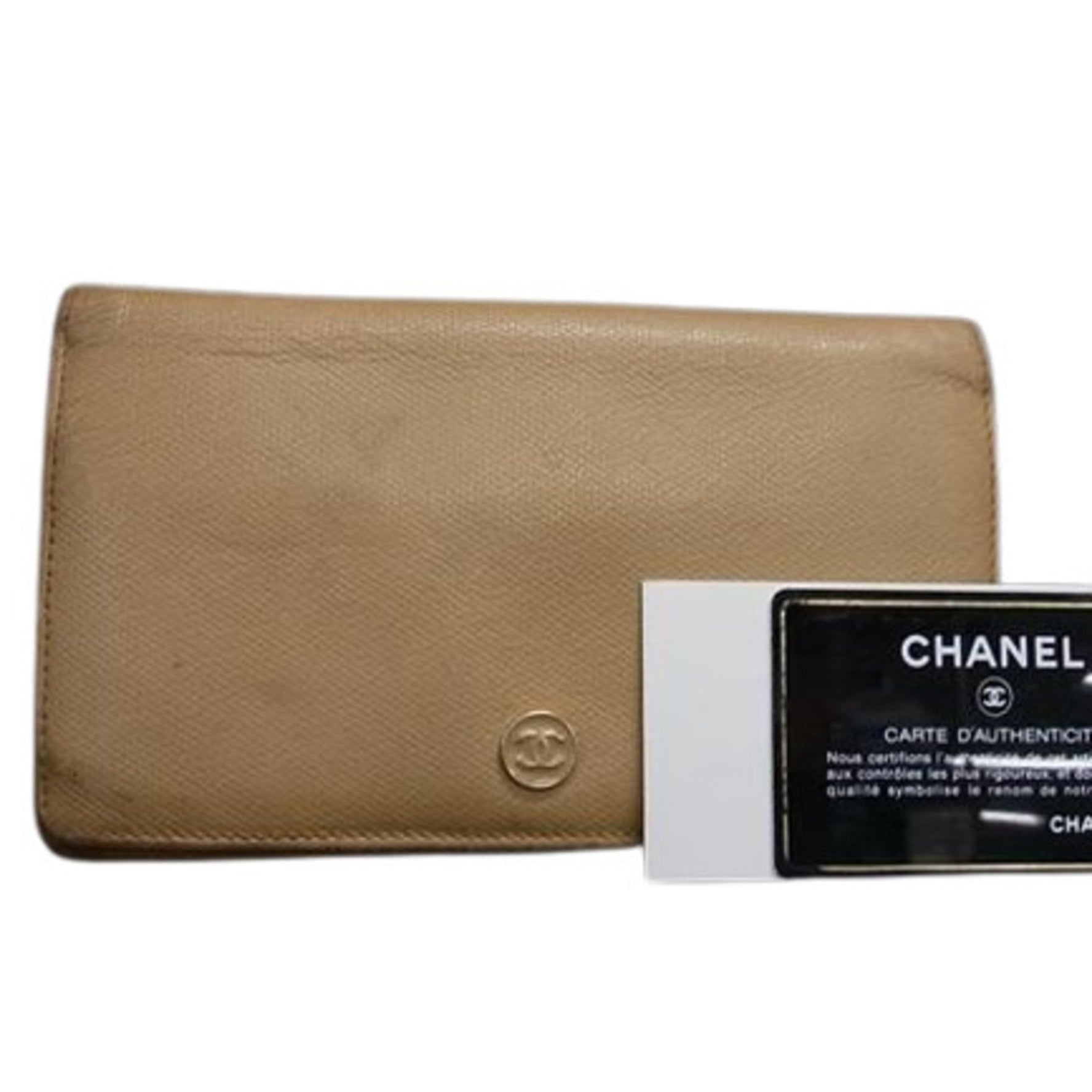 CHANEL Bi-fold Long Wallet Leather Coco Mark Button