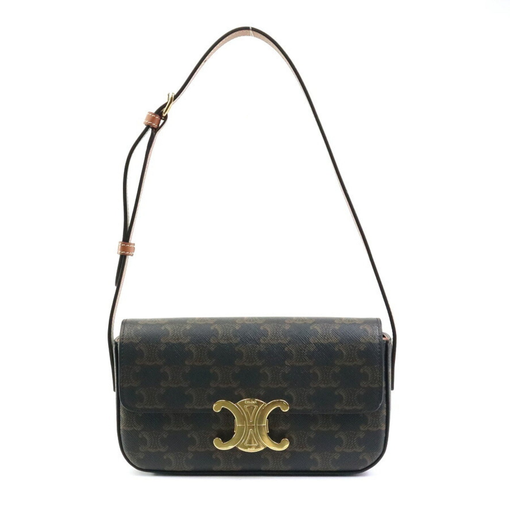CELINE Shoulder Bag Triomphe Coated Canvas