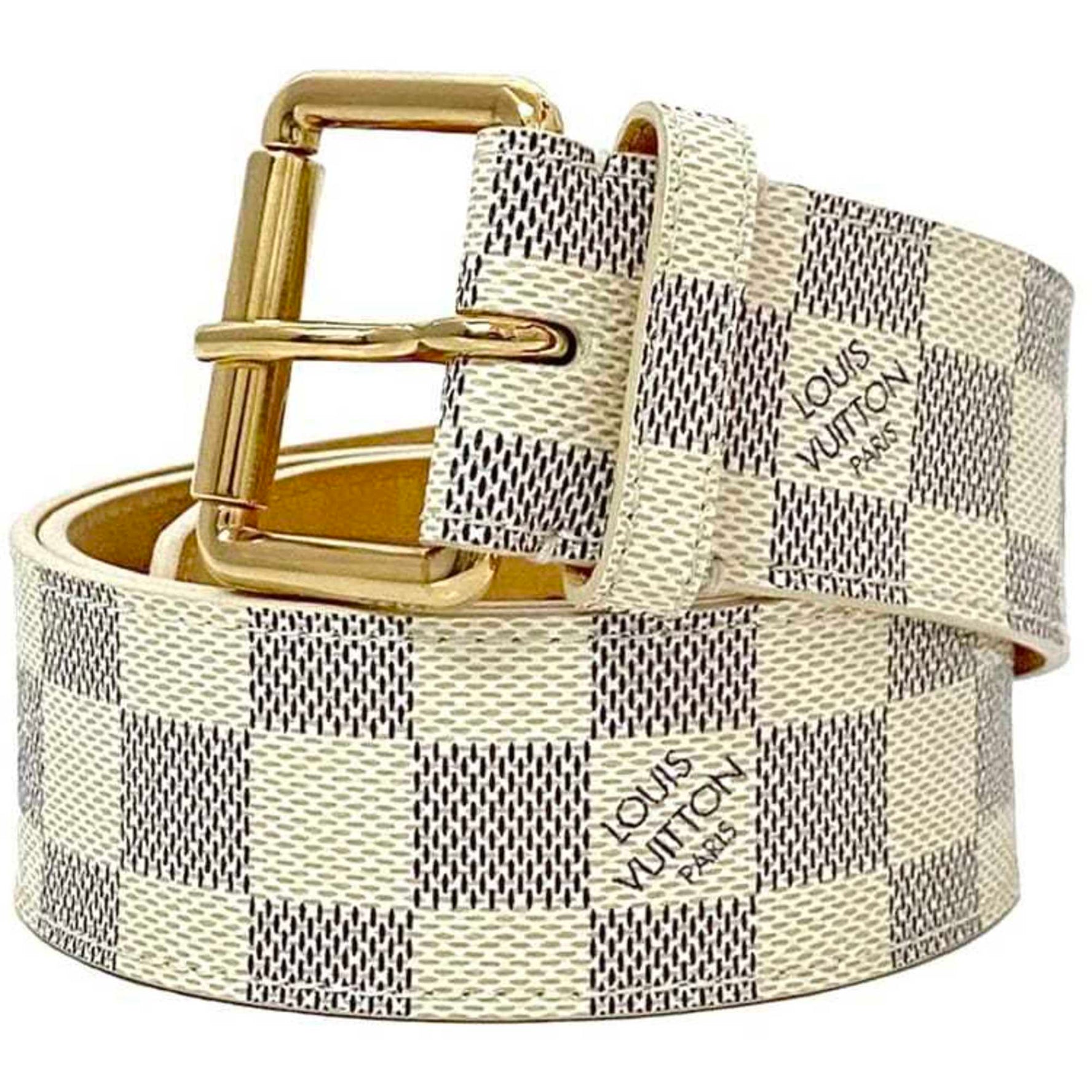 Louis Vuitton Belt Santur Pochette Solo Only Gray White Damier Azur Canvas Waist