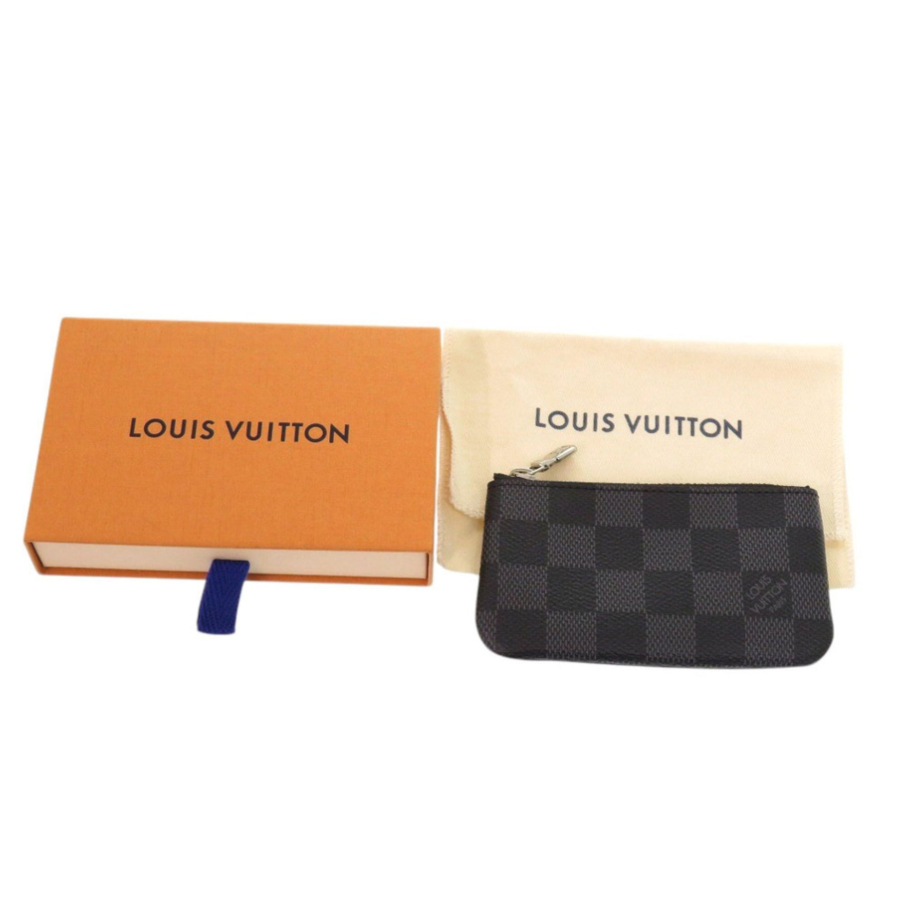 Unused Louis Vuitton Pochette Cle Damier Graphite Coin Case LV 0980 LOUIS VUITTON