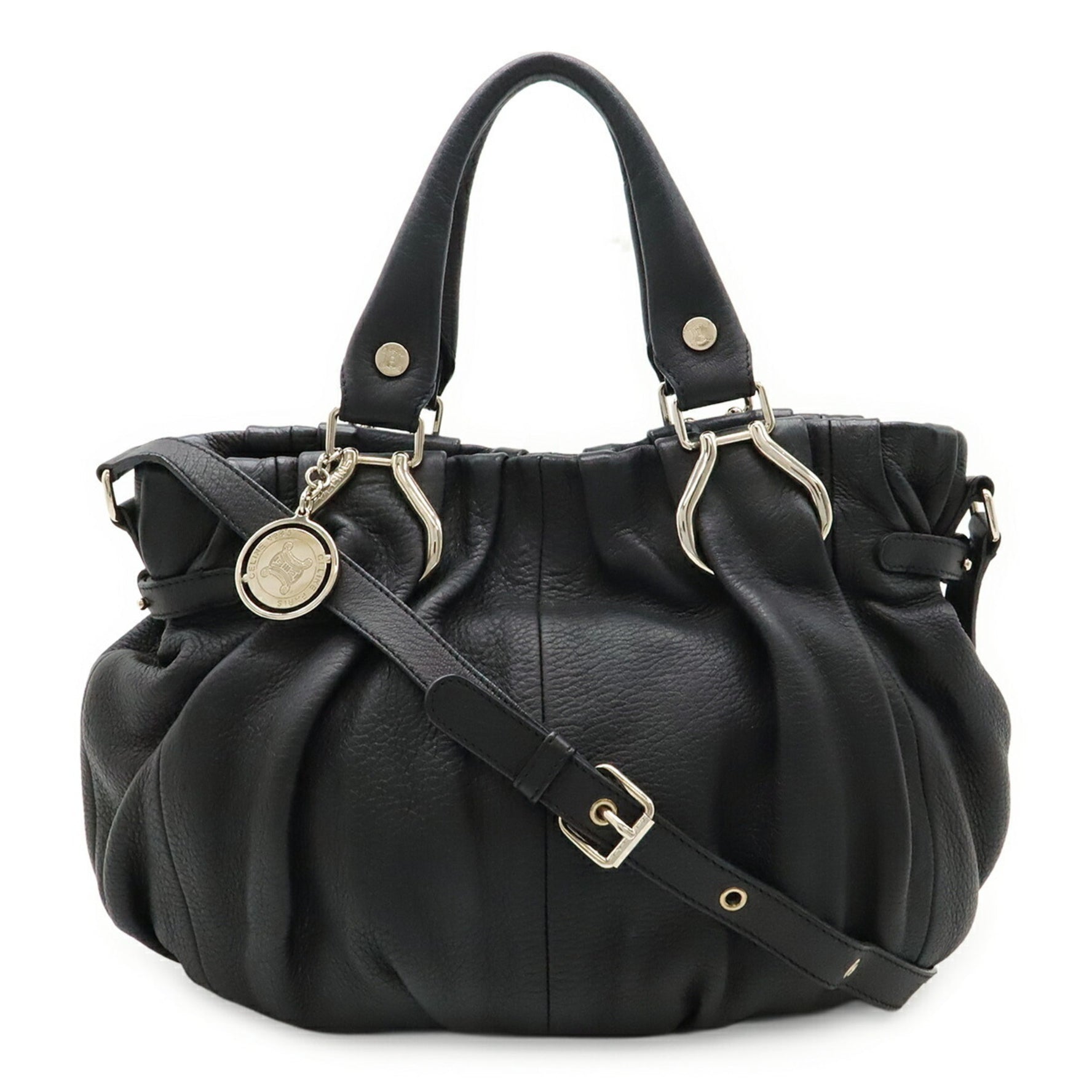 CELINE Pillow Small Handbag Tote Shoulder Bag Leather