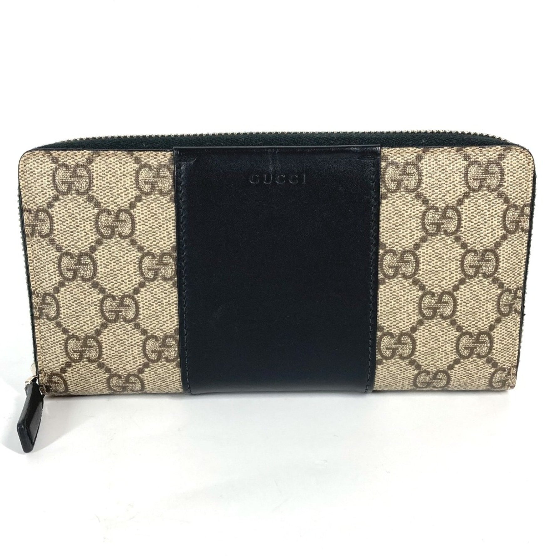 Gucci GG Supreme Zip Around Long Wallet Black