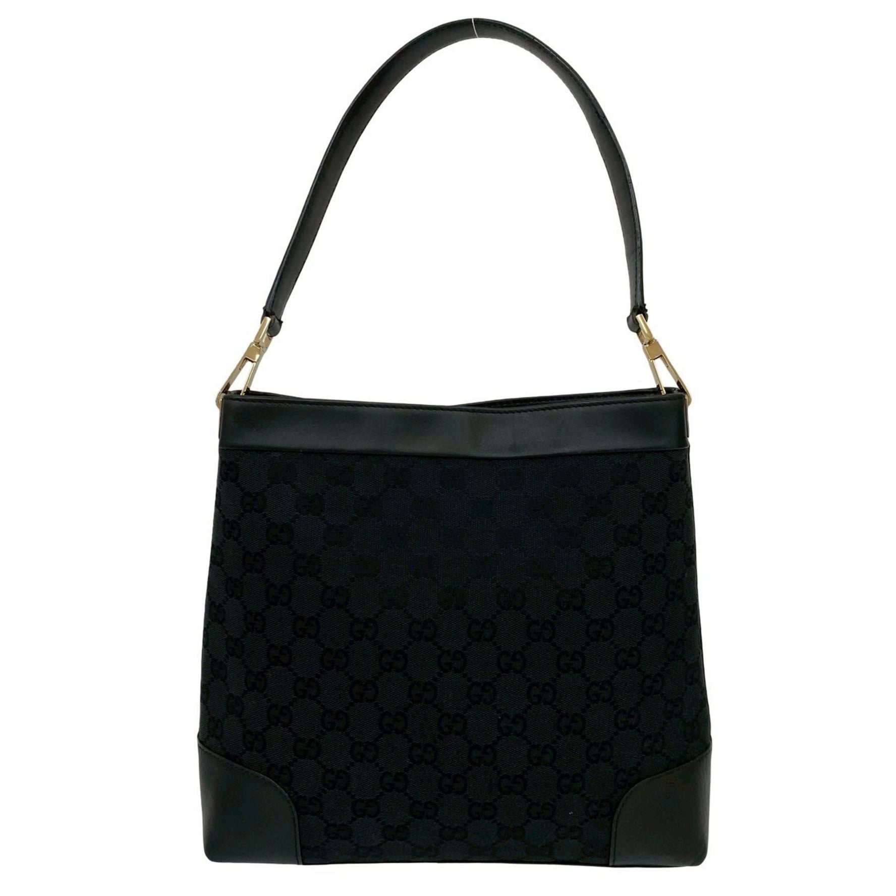GUCCI GG Canvas Leather Semi-Shoulder Bag Tote Handbag
