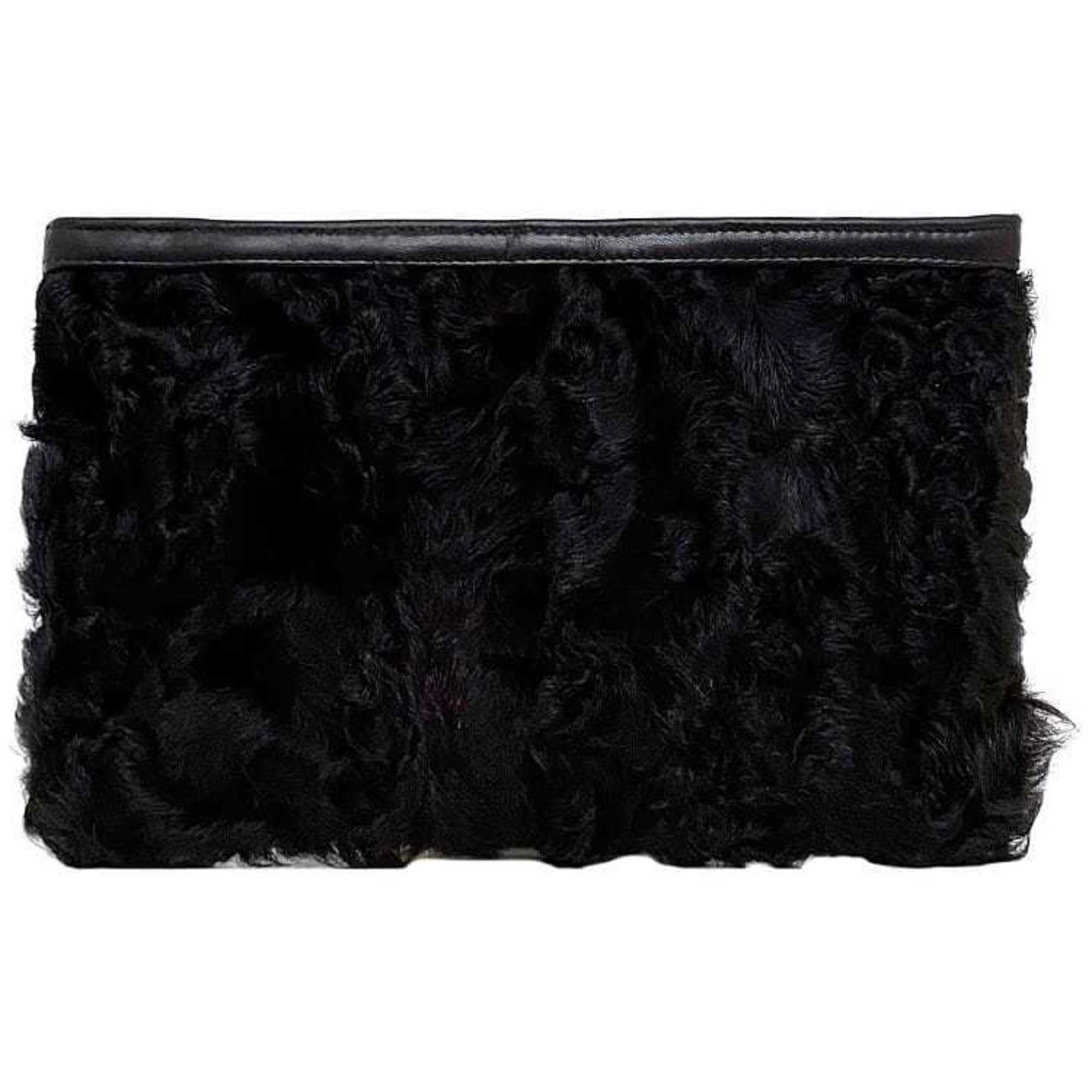 LOEWE Pouch Leather Fur Clutch Bag Compact