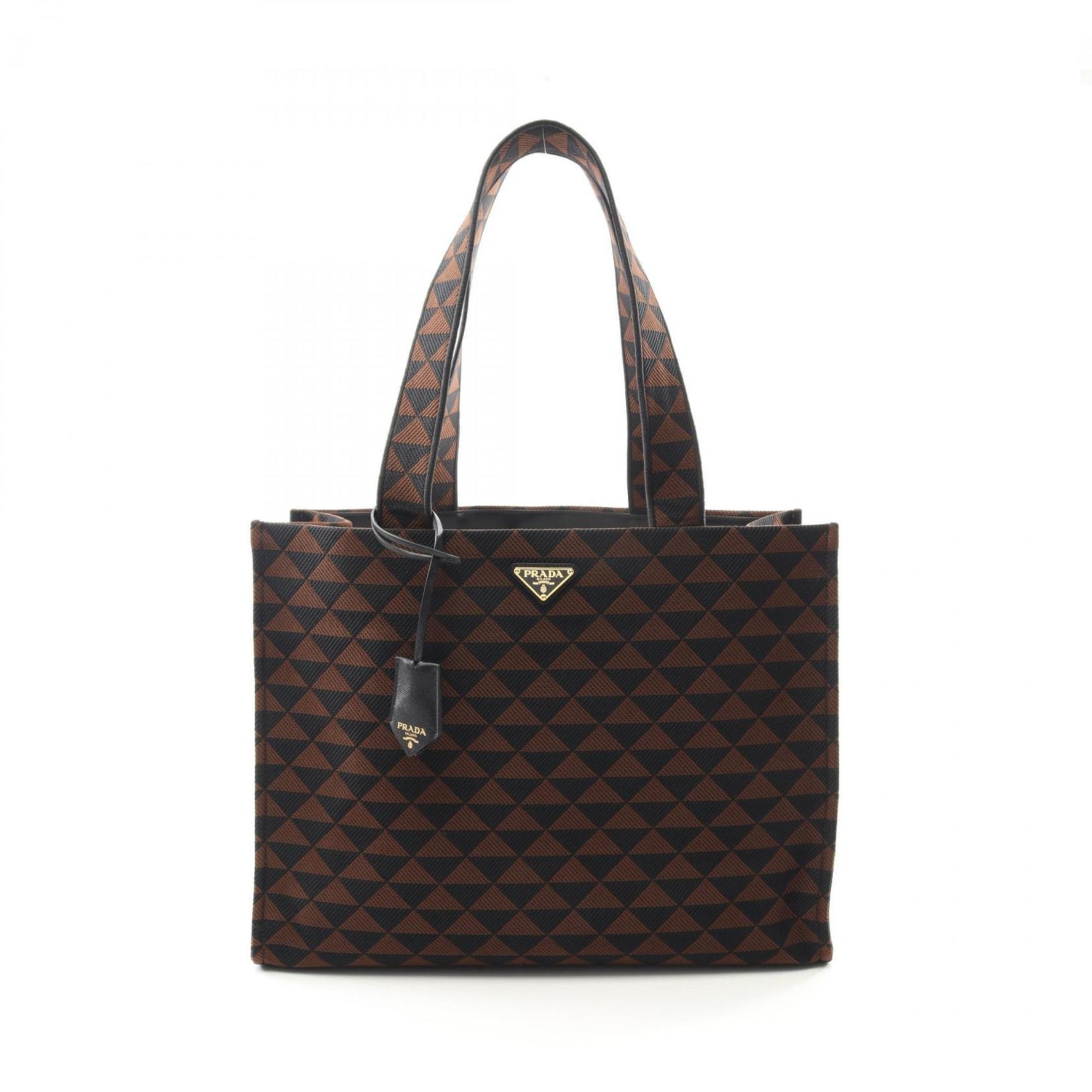 PRADA Tote Bag Canvas Brown Black