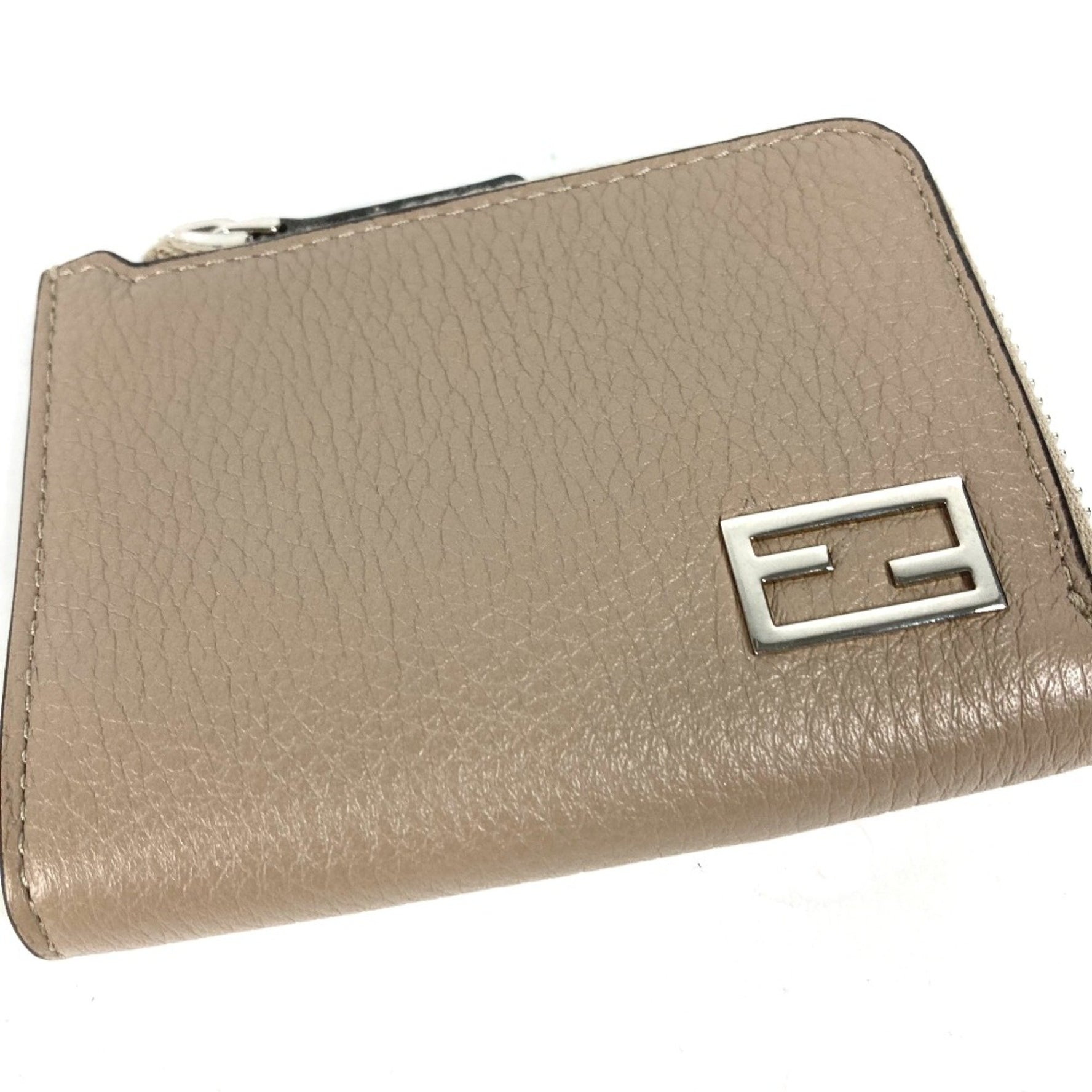 Fendi case Wallet Wallet Coin L-shaped zipper coin purse BeigeBased