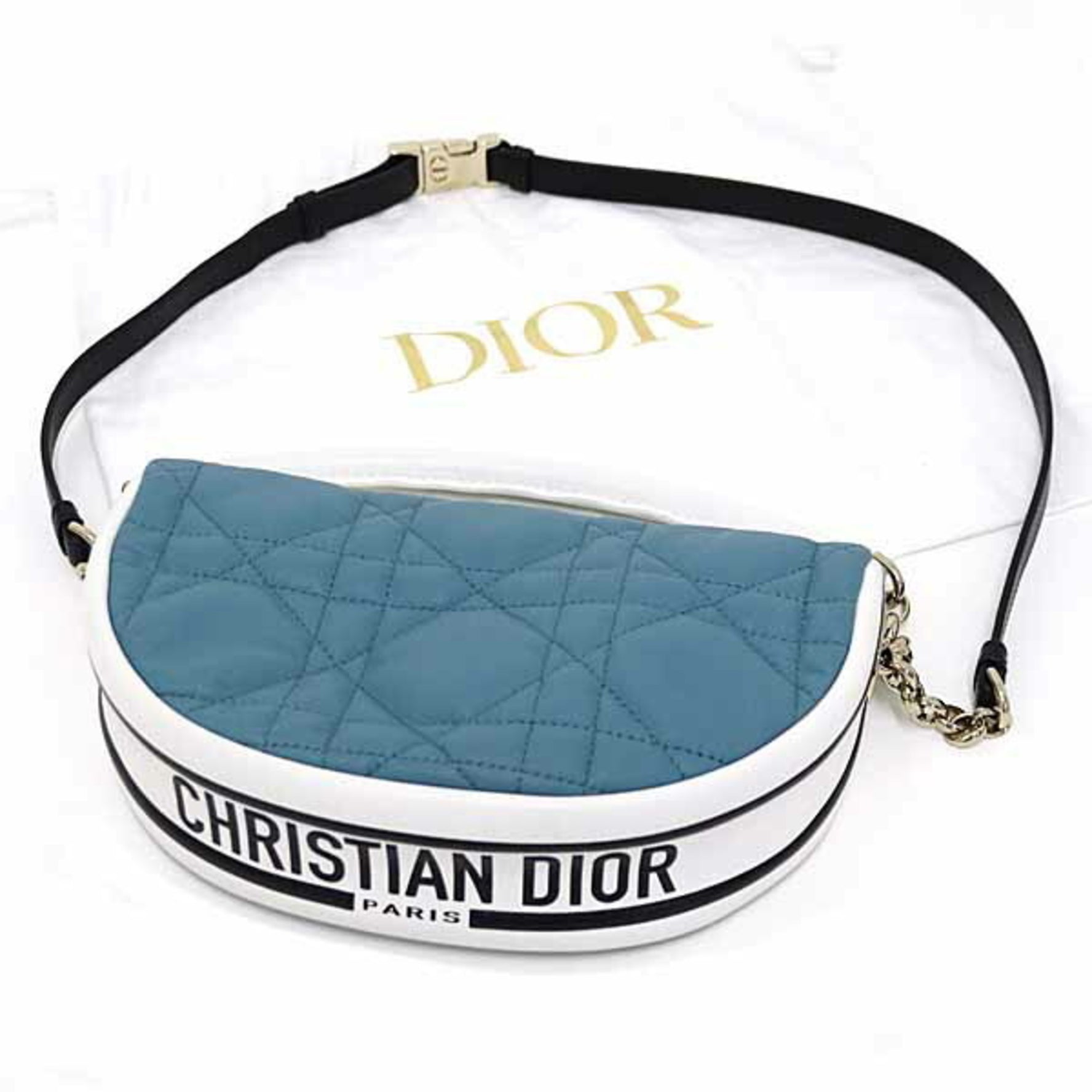 Christian Dior DIOR VIBE Vibe Small Hobo Bag Cannage Lambskin Blue S