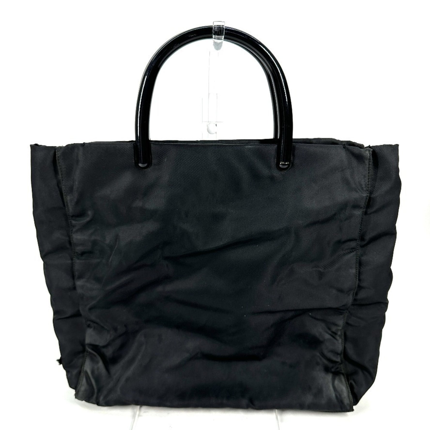 PRADA Triangle Logo Plate Plastic Handle Bag Tote Handbag Nylon Men's