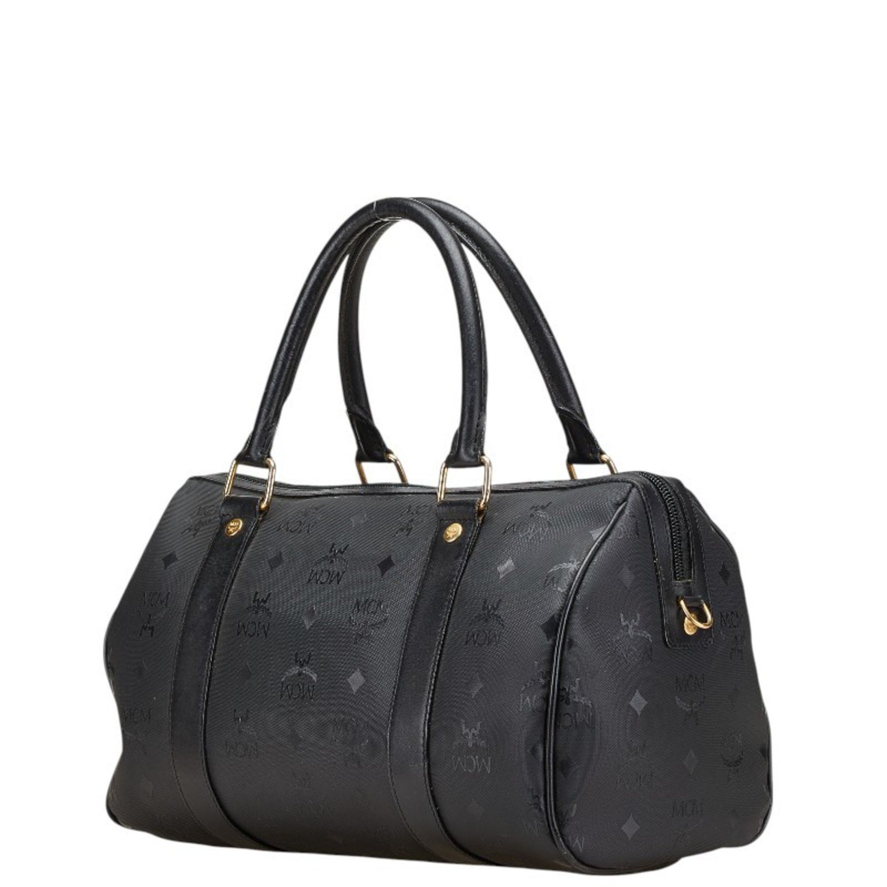 MCM Visetos Monogram Mini Boston Bag/Shoulder Bag, PVC Leather