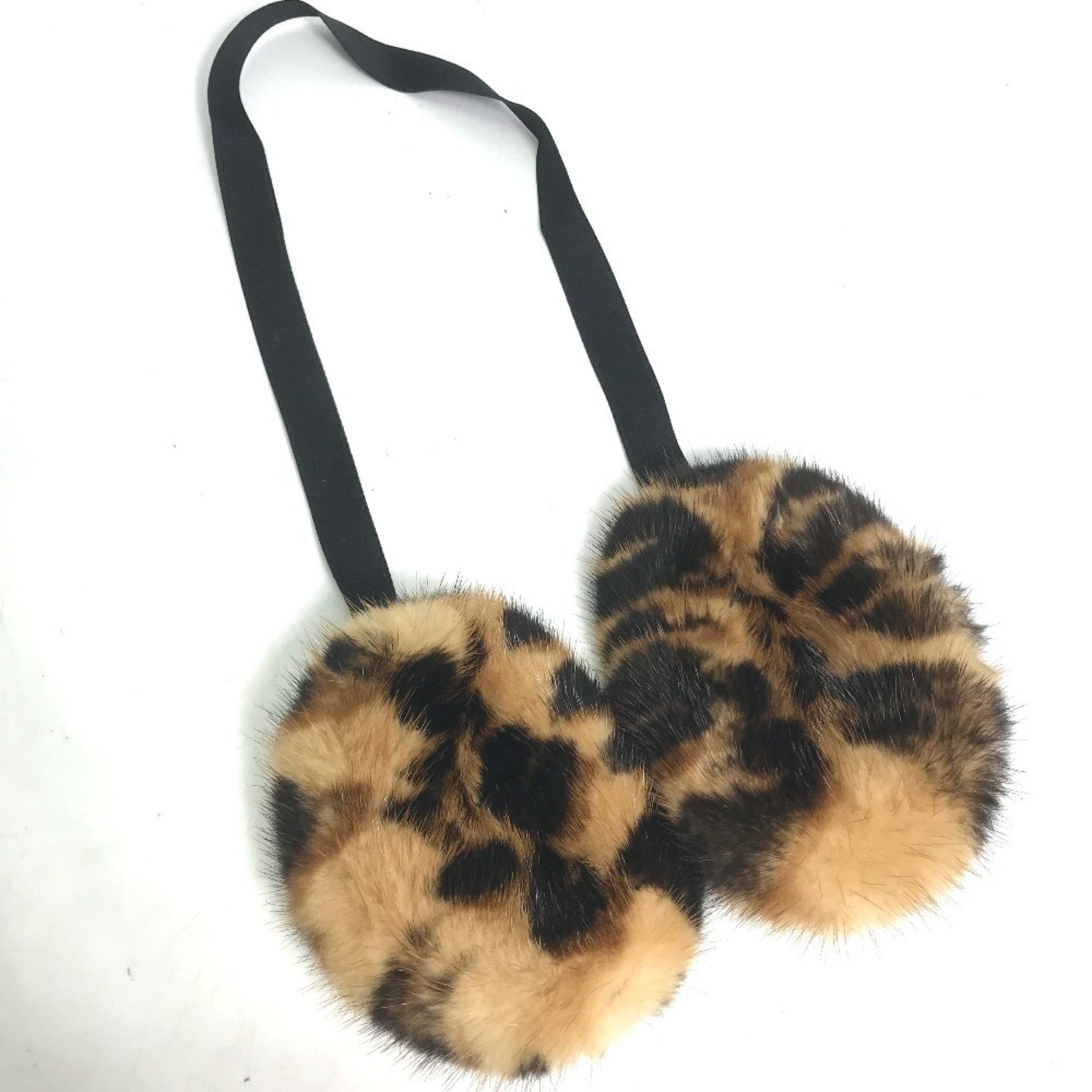 Louis Vuitton fur leopard print earmuffs ladies brown