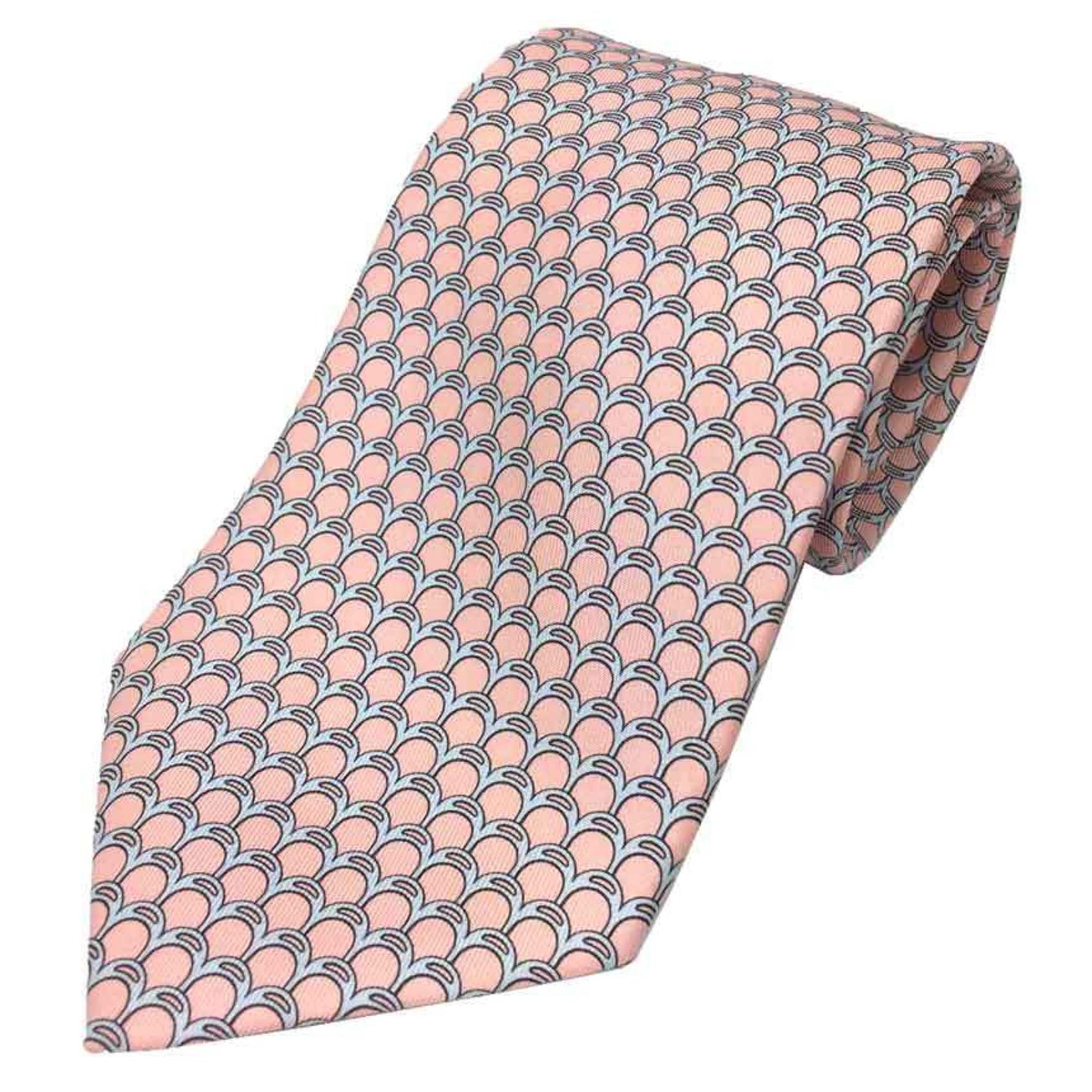 Hermes Tie Etrier Silk Twill Pink Men's