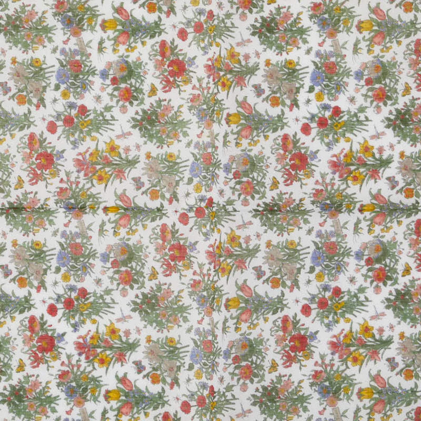 Gucci floral botanical print scarf/muffler/handkerchief in red and multicolored cotton .