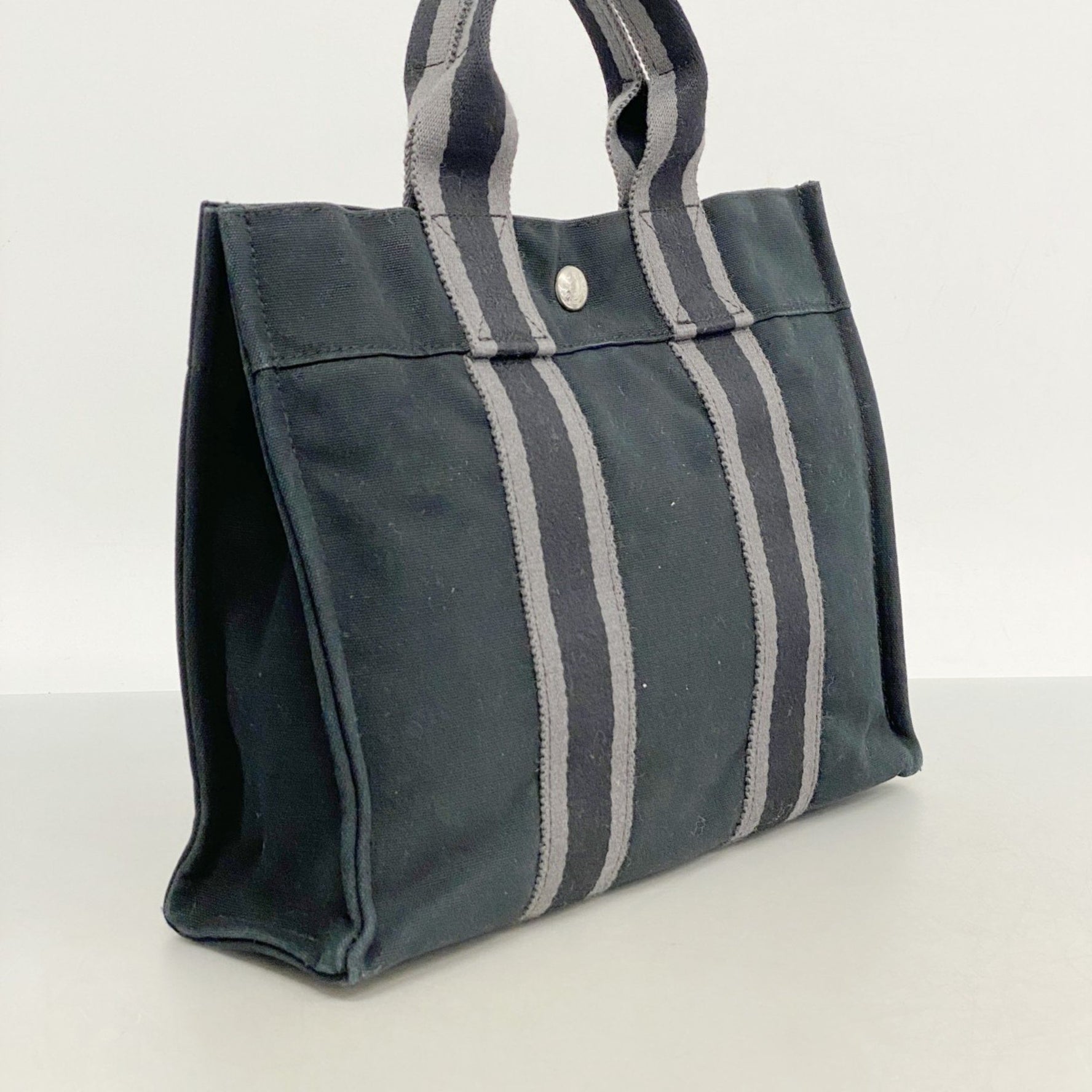 Hermes Handbag Foul Tou PM Canvas Black Gray