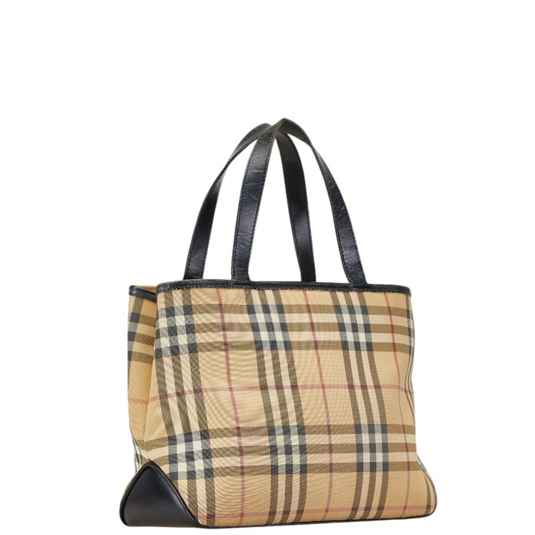 Burberry Nova Check Handbag Beige Black Canvas Leather