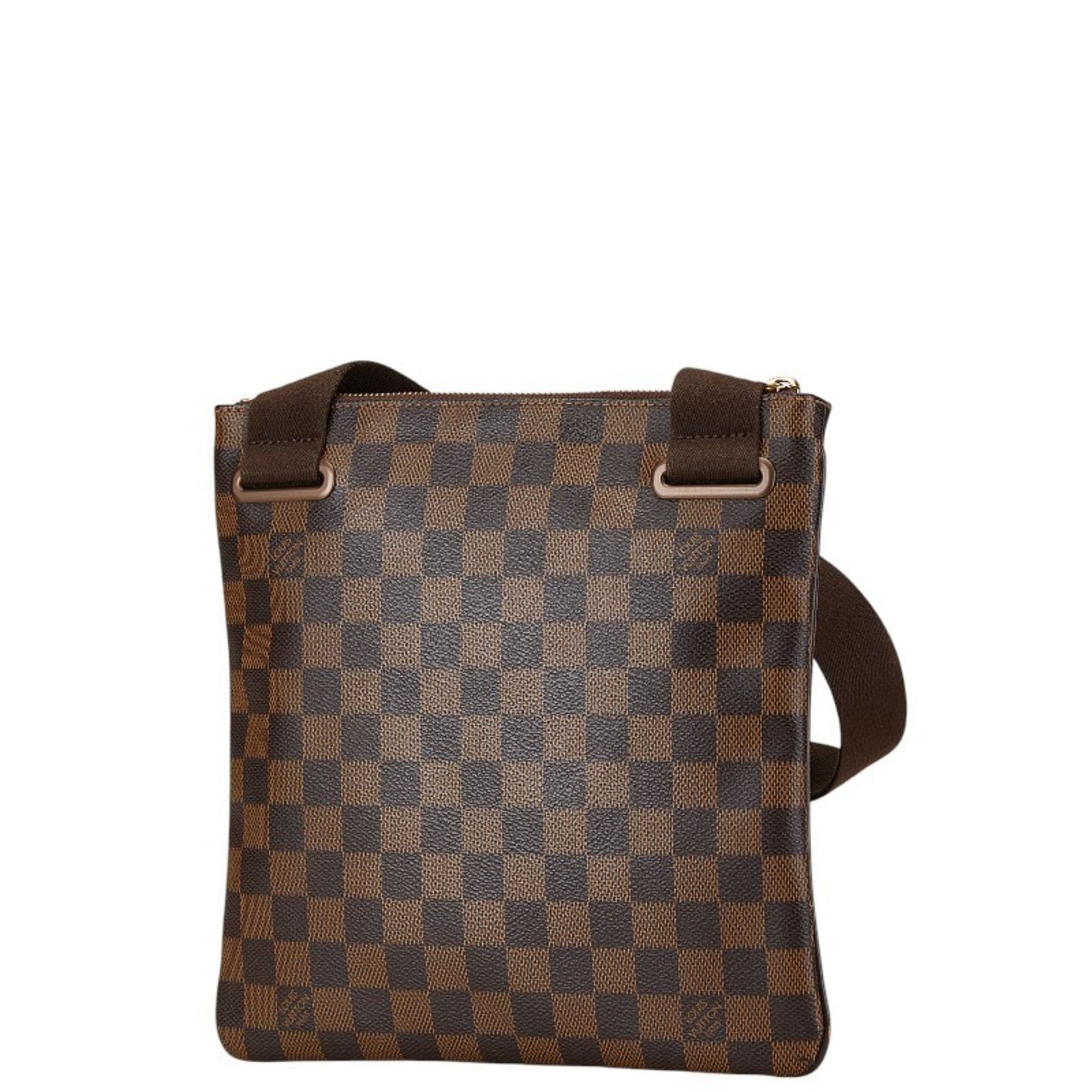 Louis Vuitton Damier Pochette Platt Brooklyn Shoulder Bag Brown PVC Leather