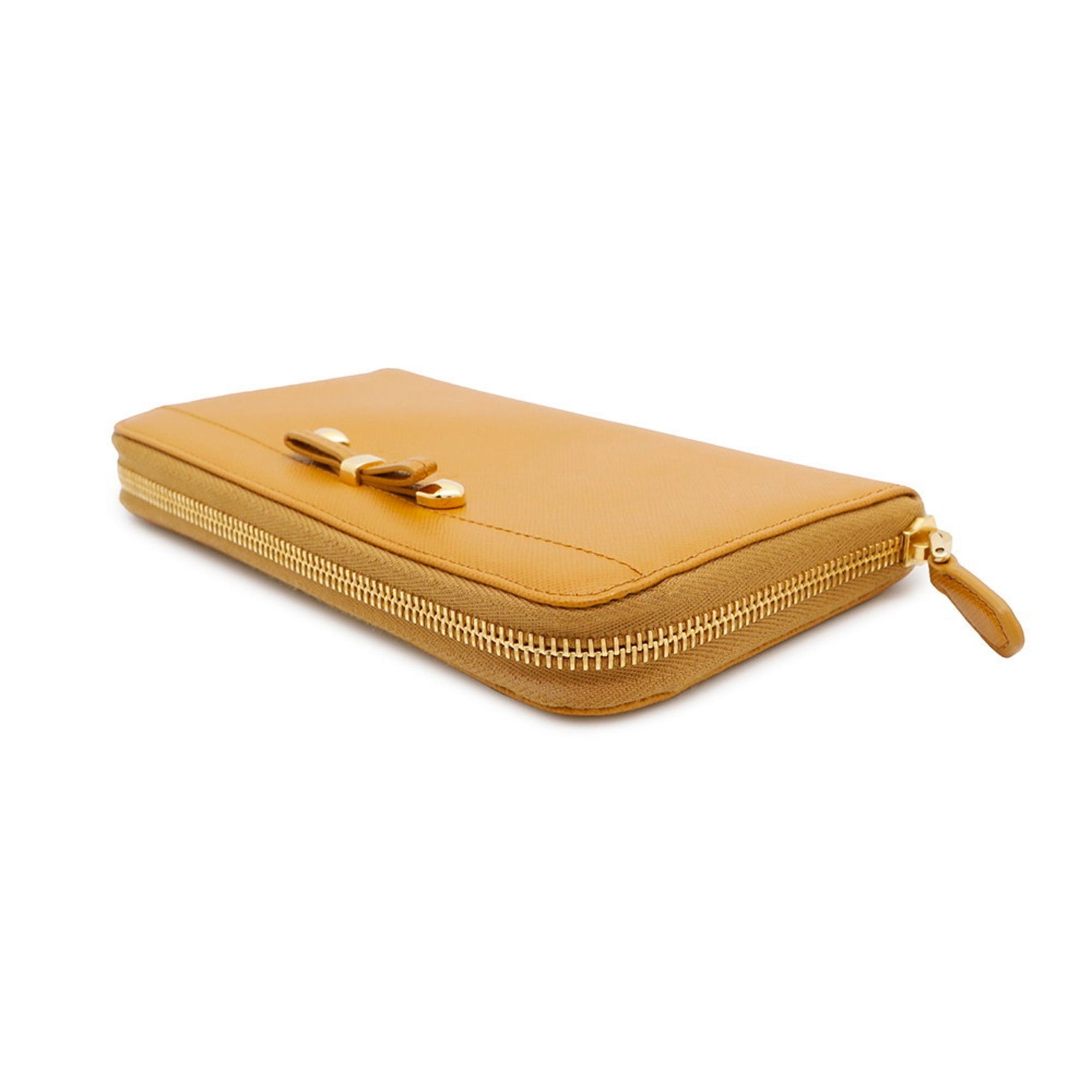 Prada Long Wallet Saffiano Leather Round