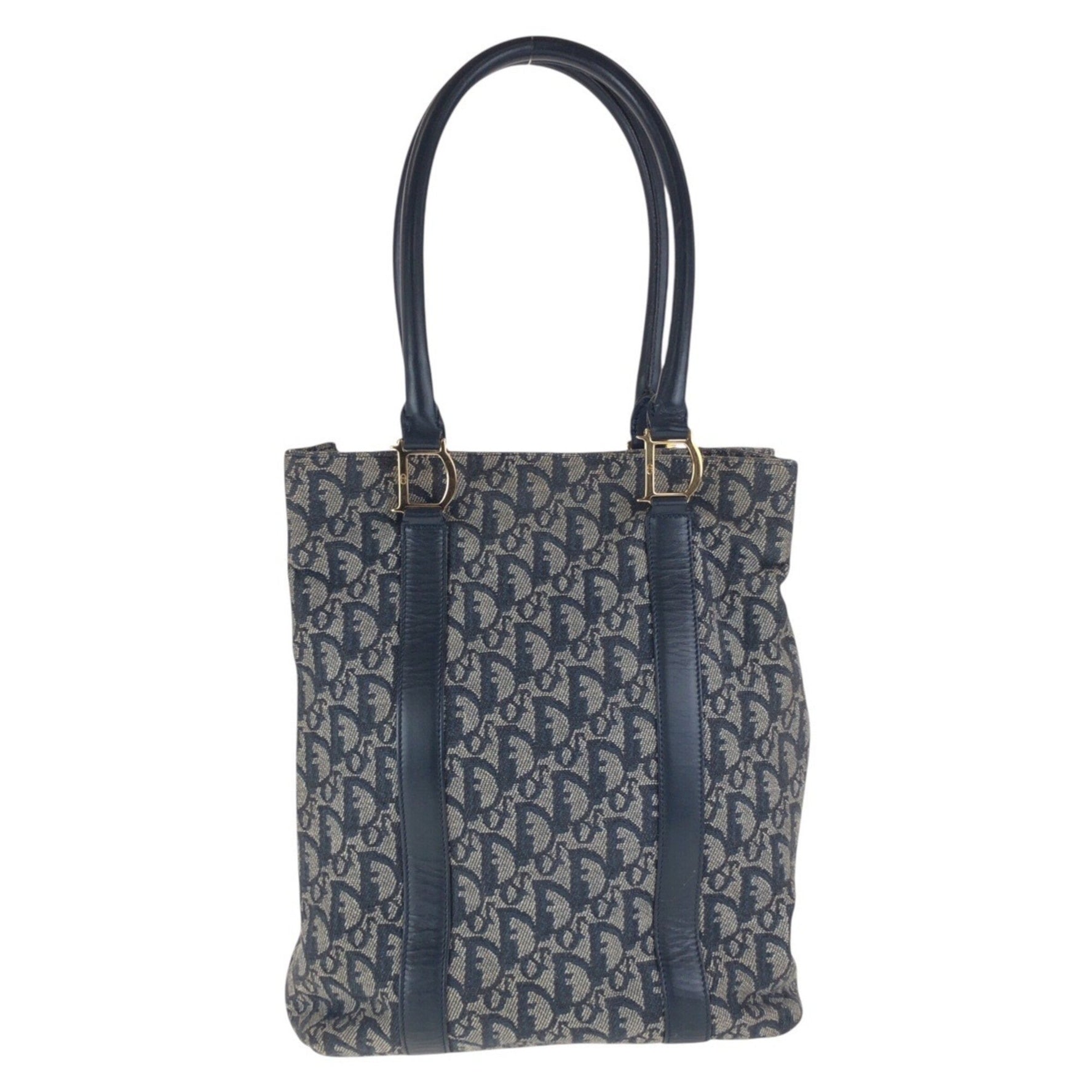 Christian Dior Dior Trotter Gold Hardware Canvas Leather Tote Bag Shoulder