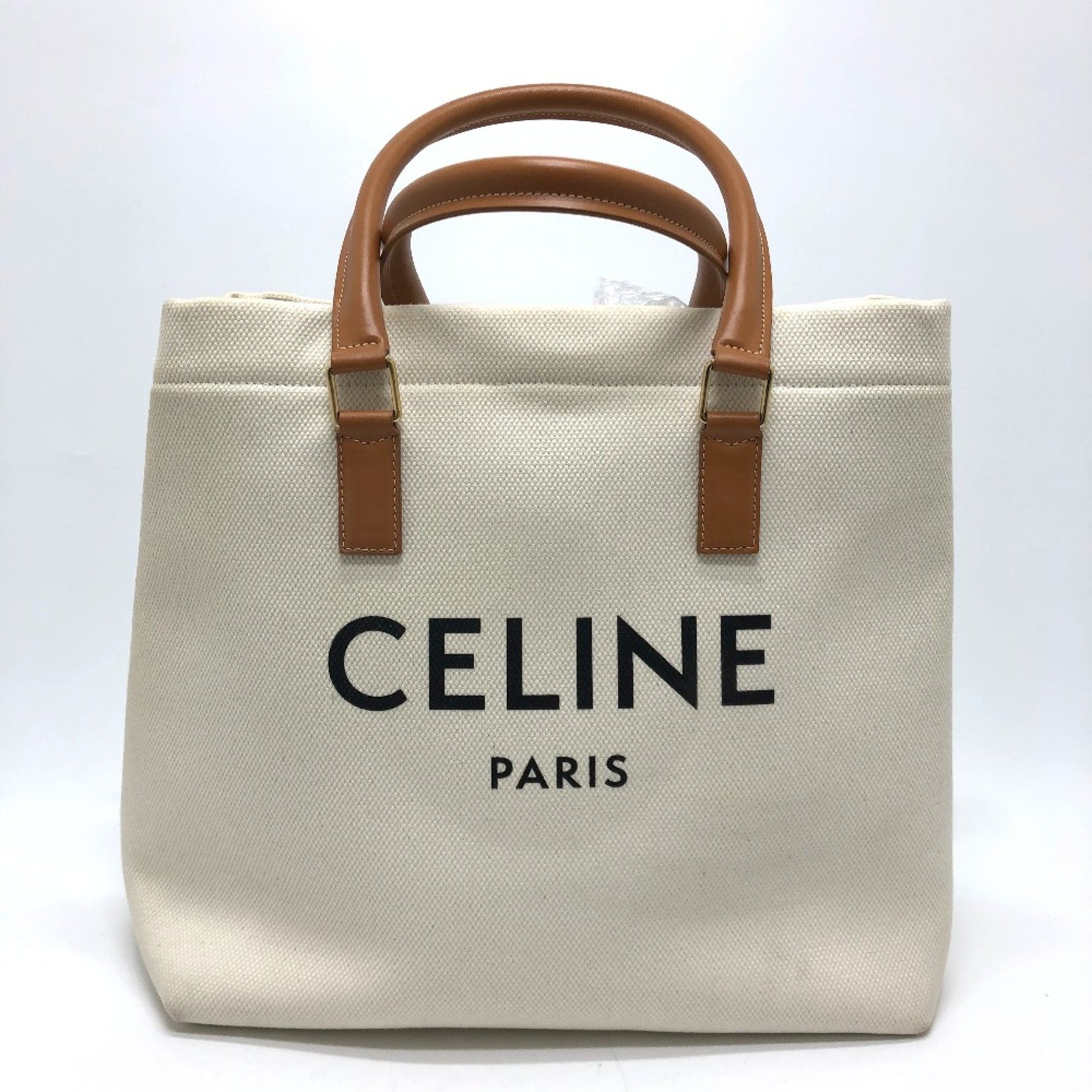 CELINE logo Bag Horizontal Cabas Tote Bag Natural /tongue