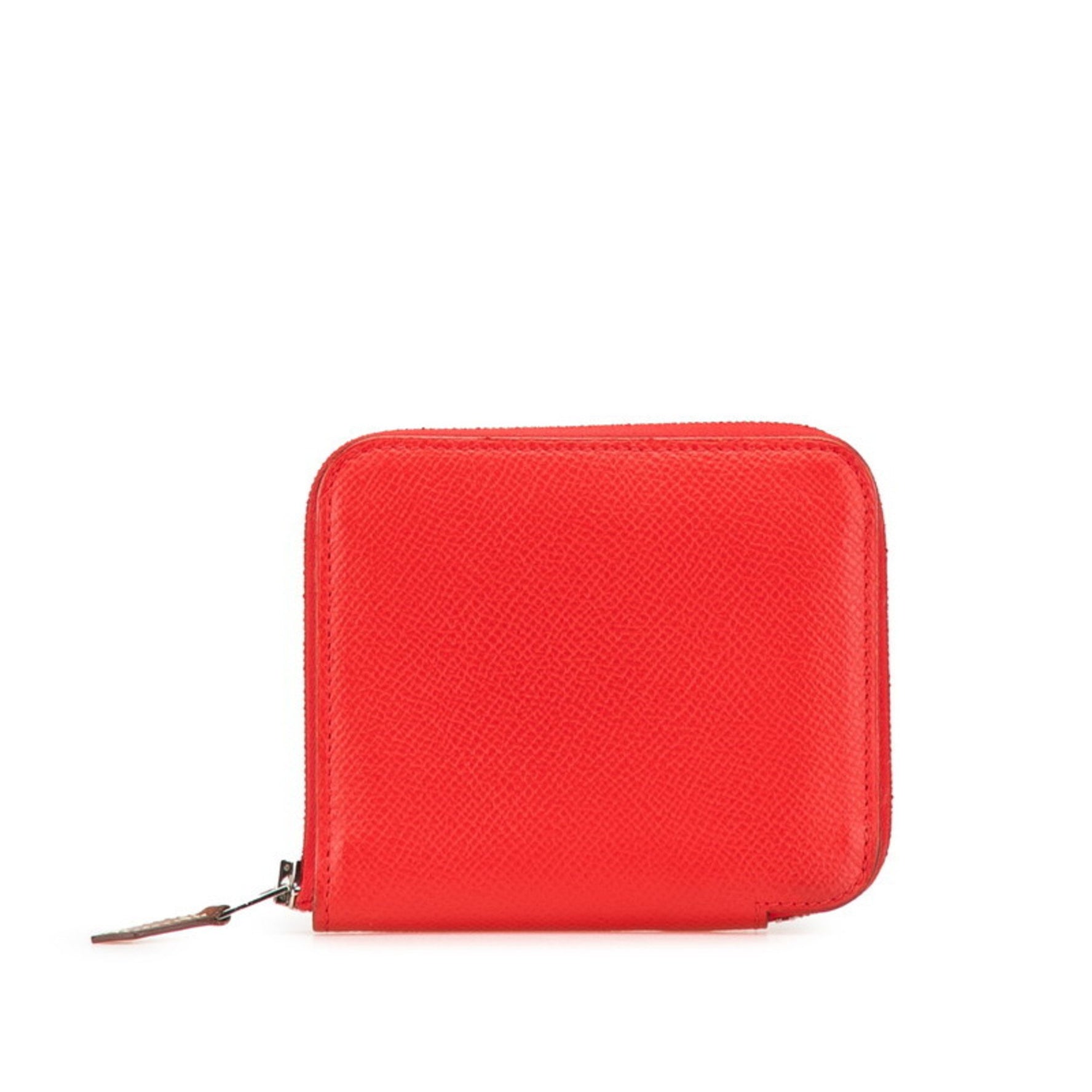 Hermès Azap Compact Silk In Silver Hardware Bifold Wallet/Coin Case Red Rouge Epsom Leather HERMES