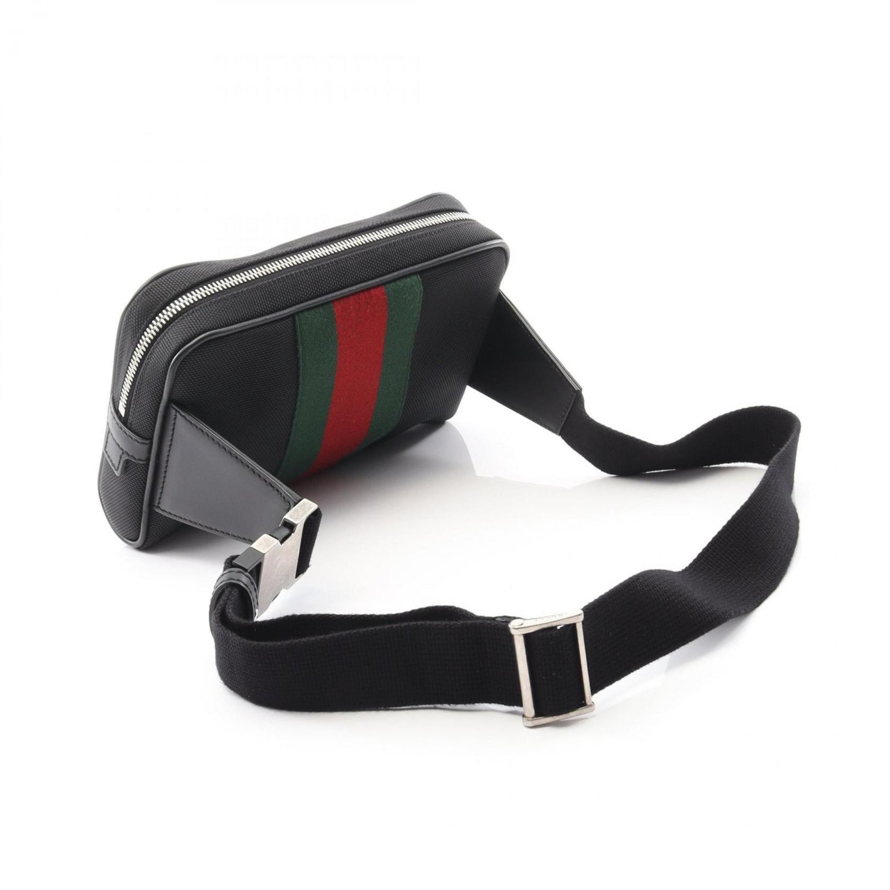 Gucci Sherry Line Waist Bag, Body Leather, Nylon Canvas, Men's/Women's, Black/Multicolor