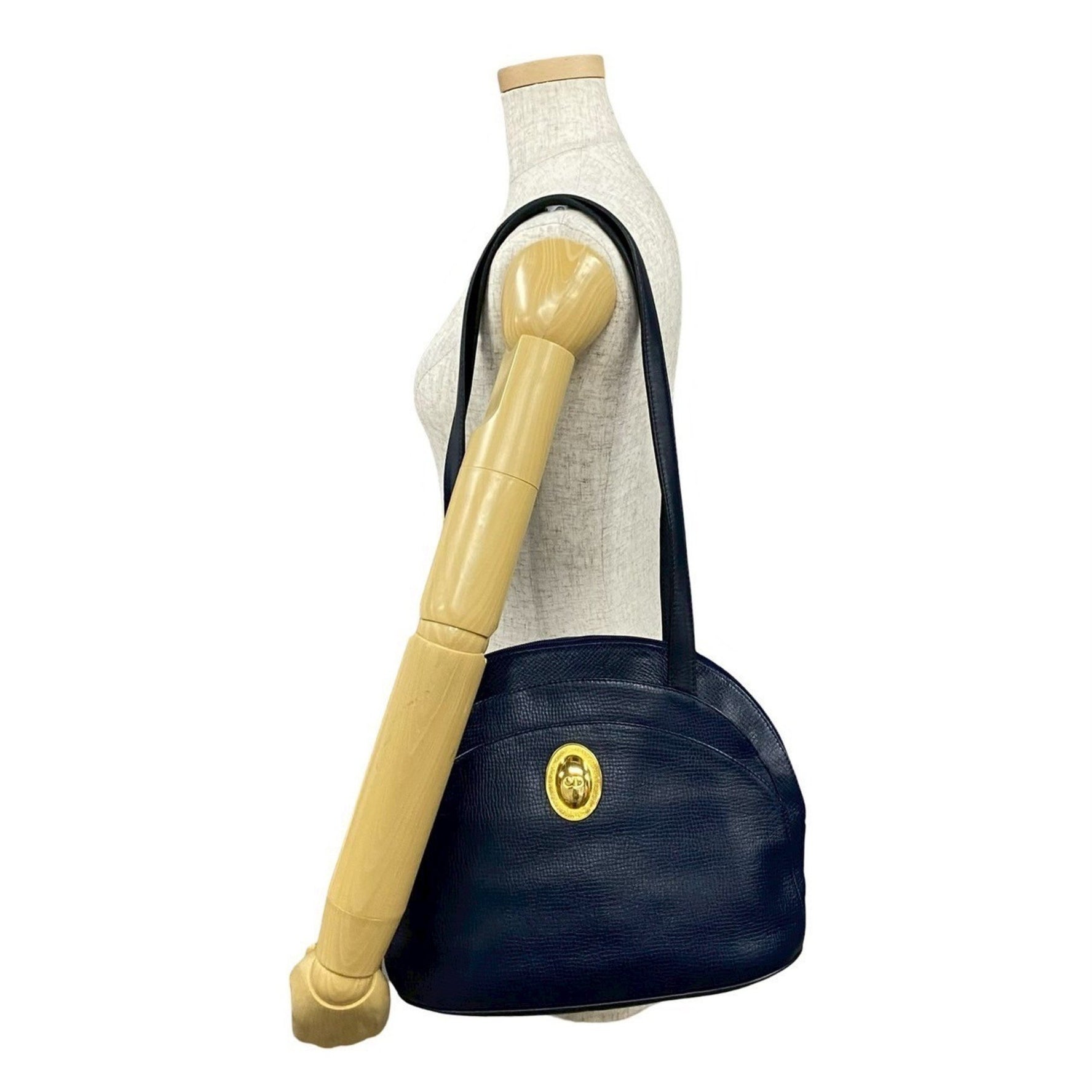 Christian Dior Vintage CD Logo Metal Hardware Leather Semi-Shoulder Bag/Mini Tote Bag