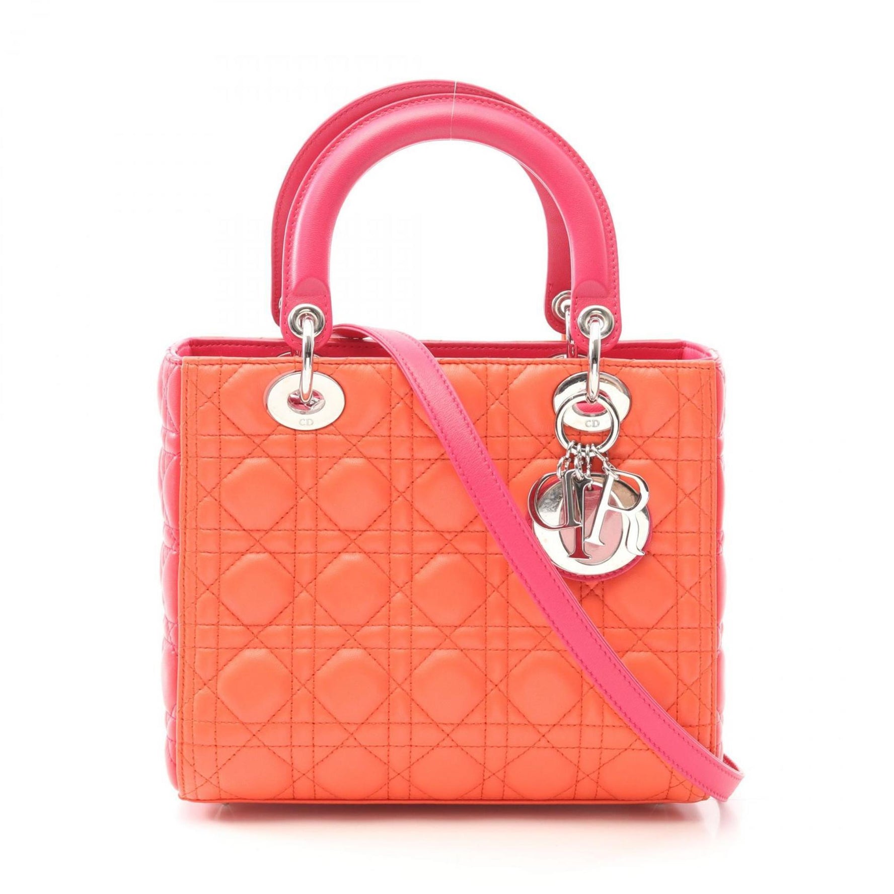 Christian Dior Dior LADY DIOR Lady handbag, leather, orange/pink