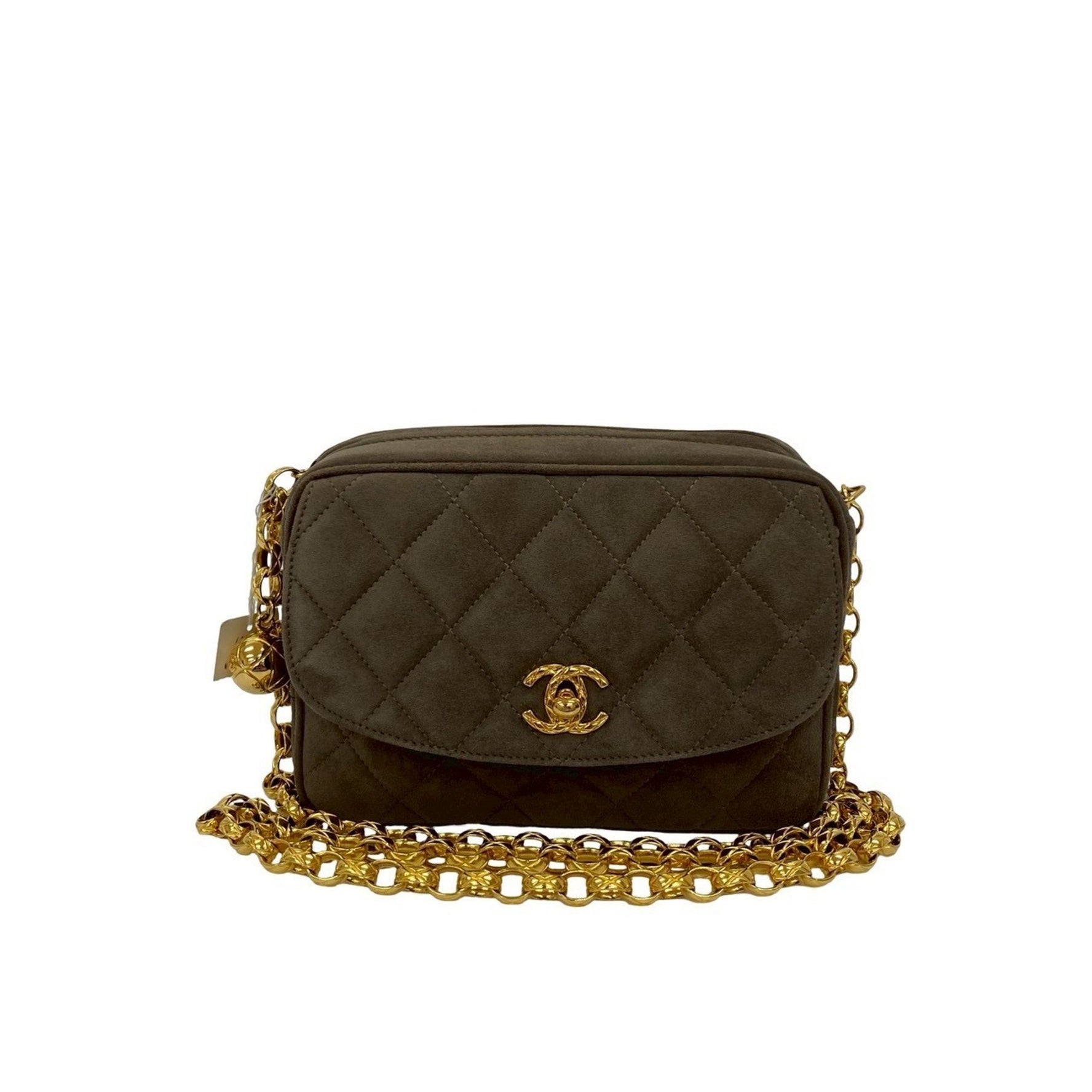 CHANEL Matelasse Coco Suede Leather Chain Shoulder Bag