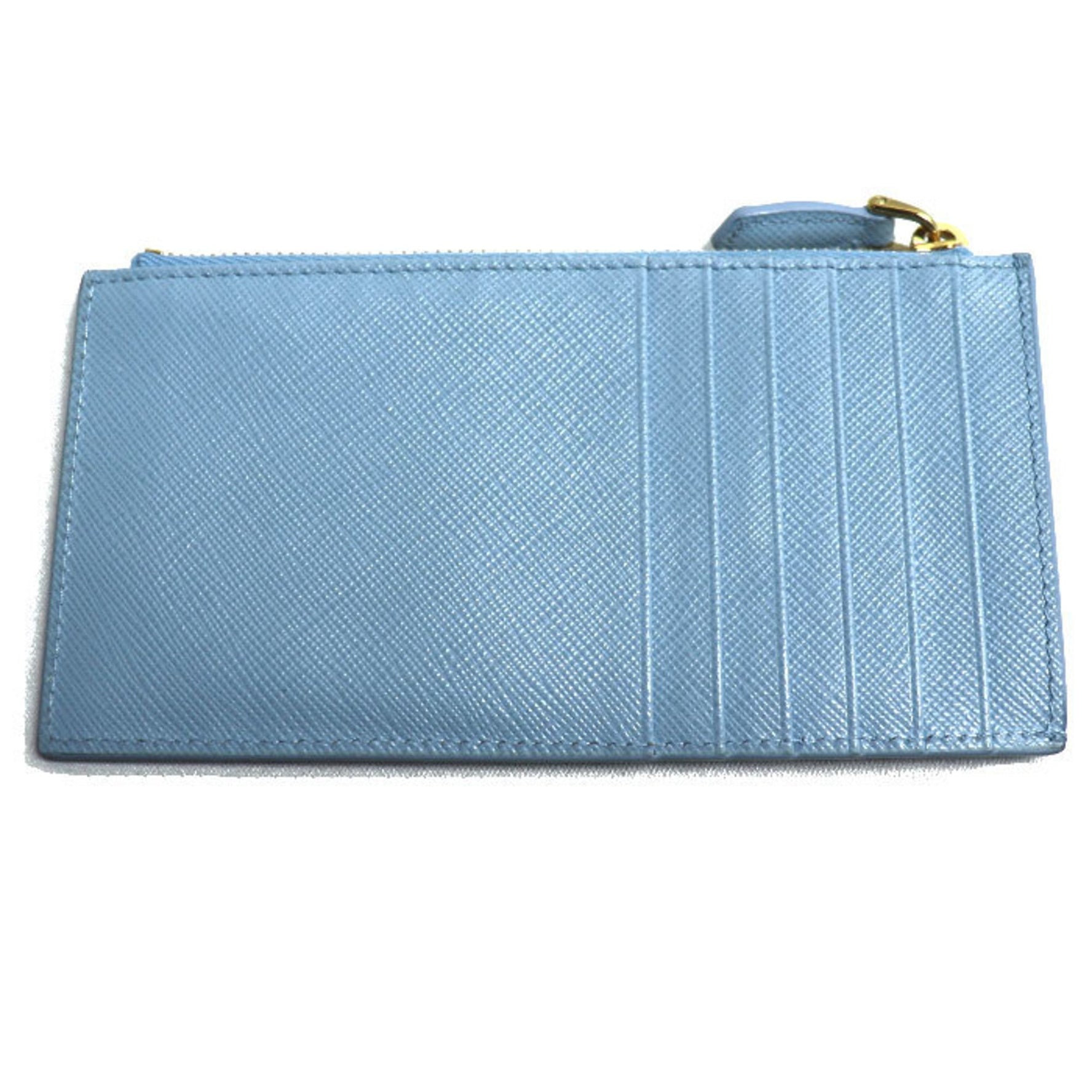 PRADA Saffiano Embossed Fragment Case Card Light Blue Coin