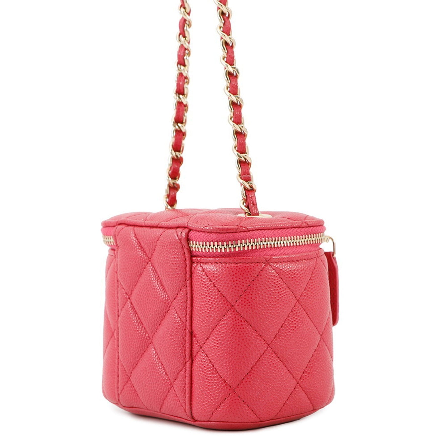 Chanel Chain Shoulder Bag, Matelasse, Coco Mark, Classic Mini Vanity Case, Caviar Skin