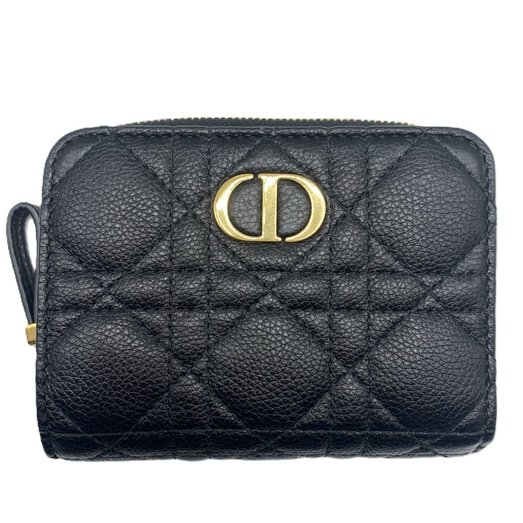 Christian Dior Bi-fold Wallet Caro Cannage Leather Compact