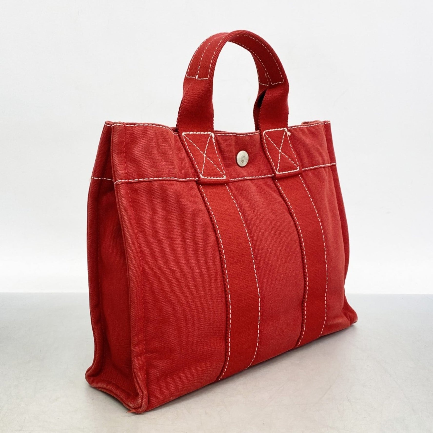 Hermes Deauville PM Canvas Handbag Red