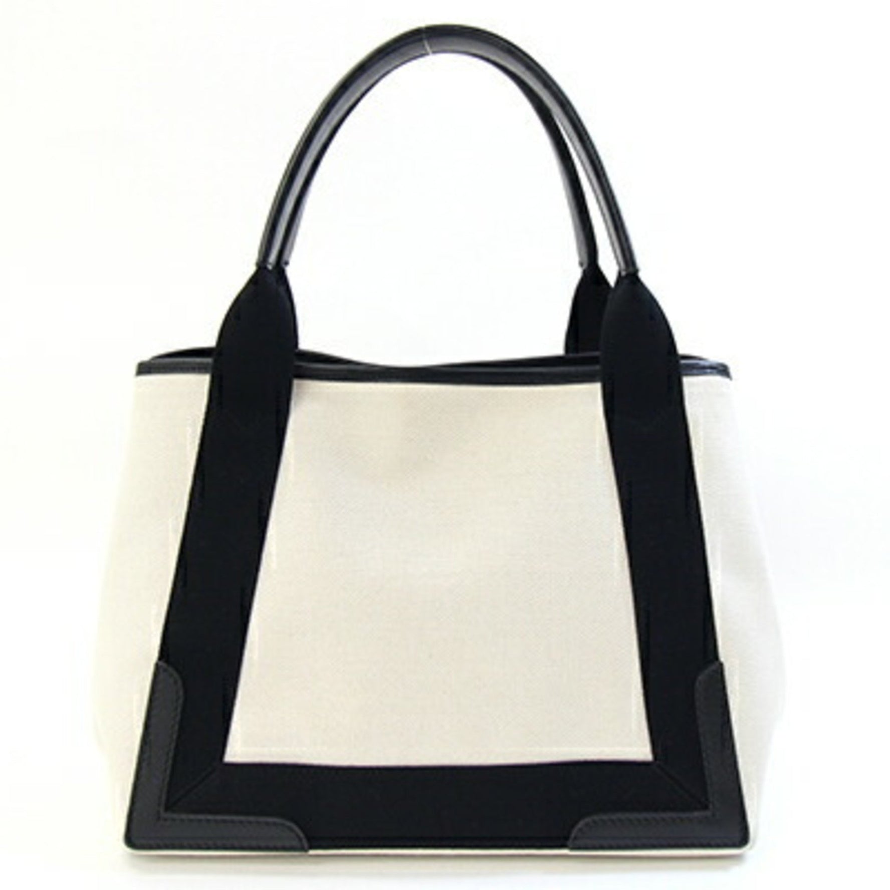 Balenciaga Tote Bag Navy Cabas Small Ivory Black Canvas Leather Handbag