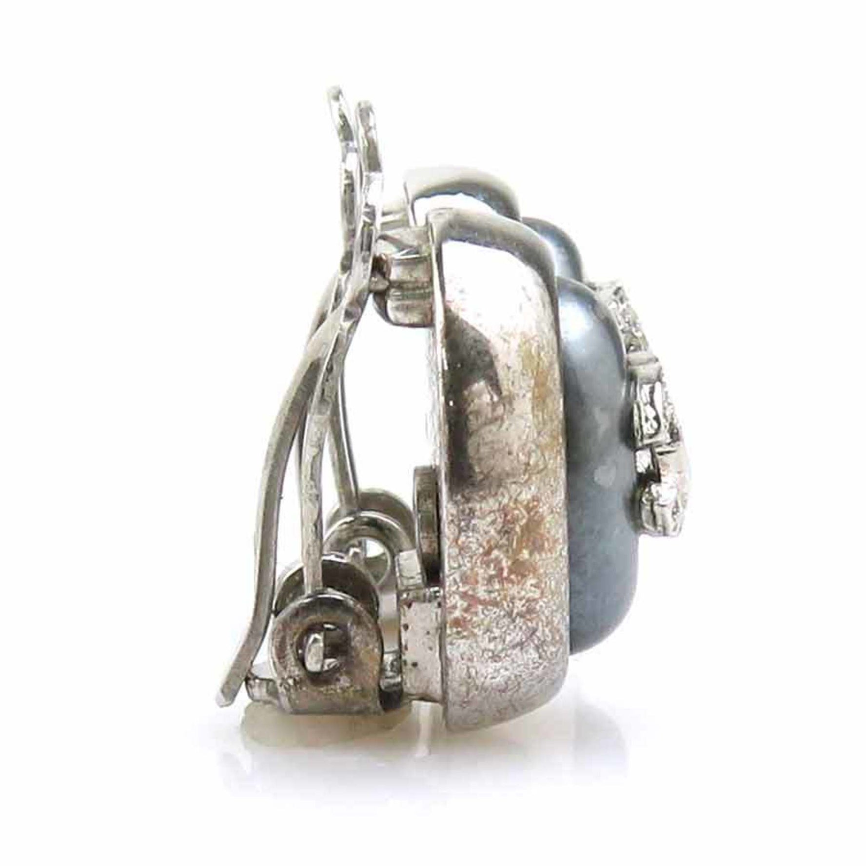 CHANEL Coco Mark Metal Earrings, Silver/Gray