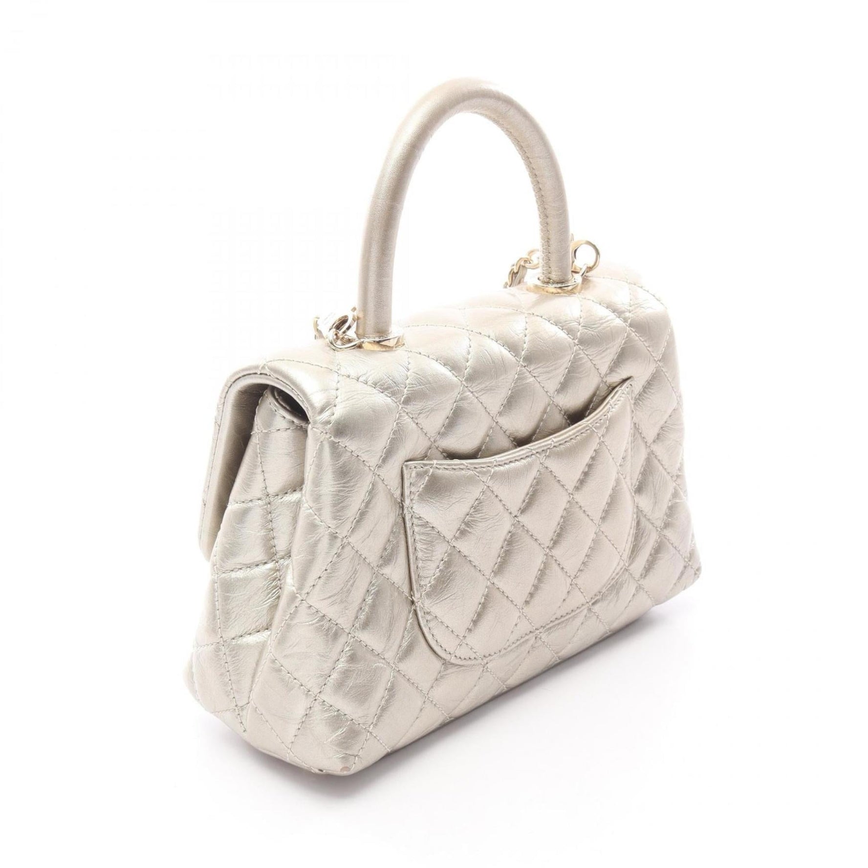 CHANEL Coco Handle Flap Matelasse Handbag, Leather