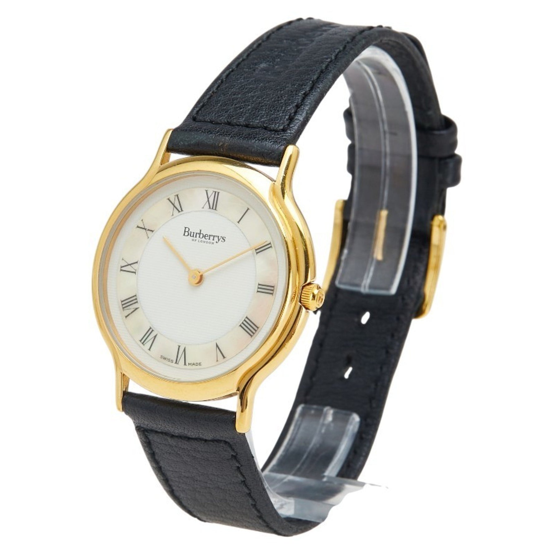 Burberry Quartz Watch with White Dial, Stainless Steel and Leather