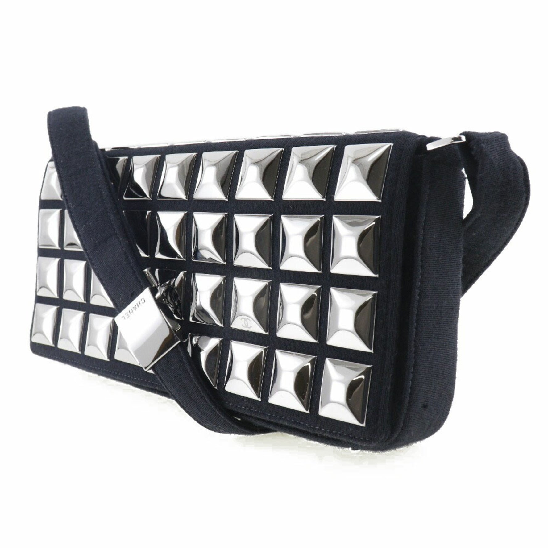 CHANEL ice cube shoulder bag chocolate bar cotton ladies