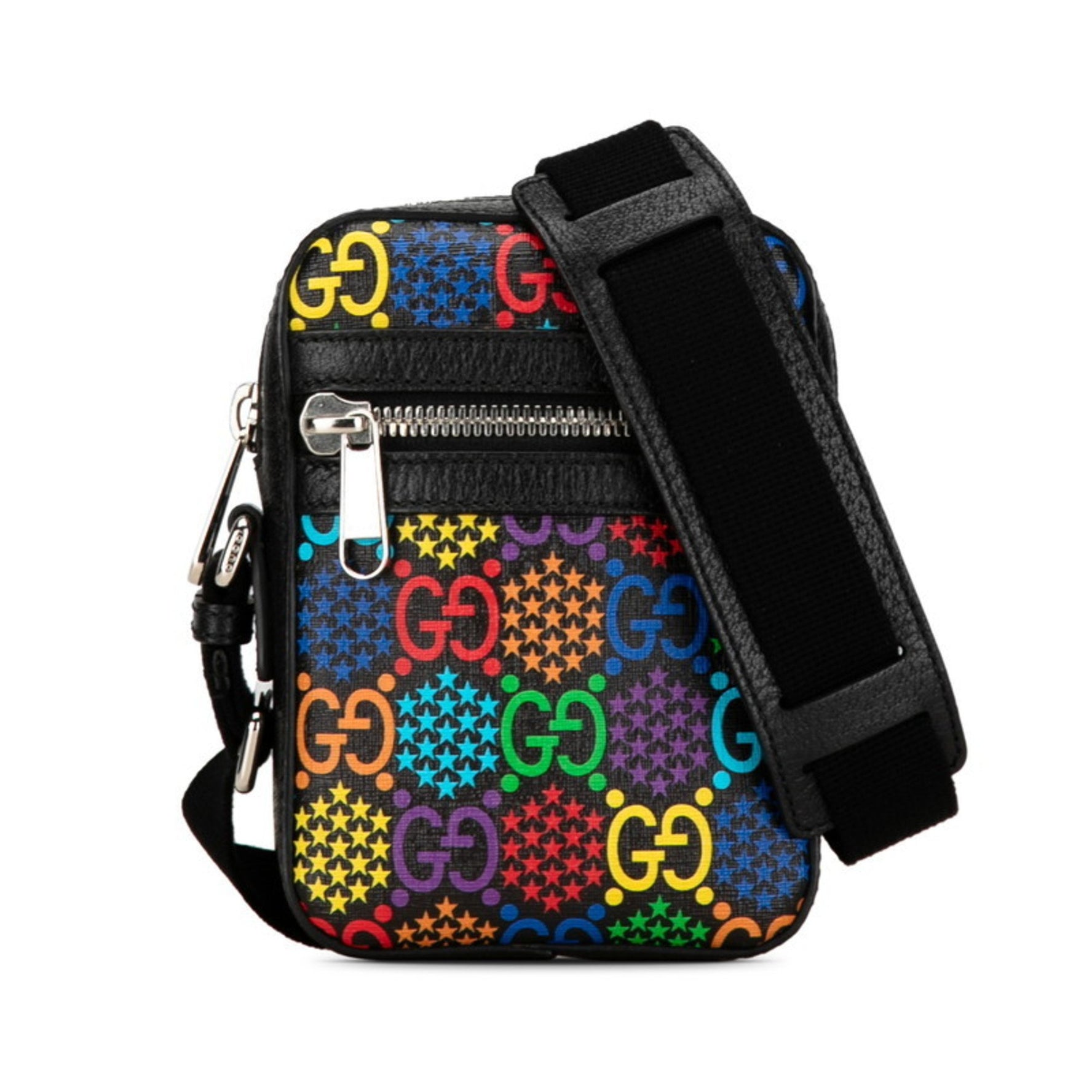Gucci GG Psychedelic Shoulder Bag Black Multicolor PVC Leather