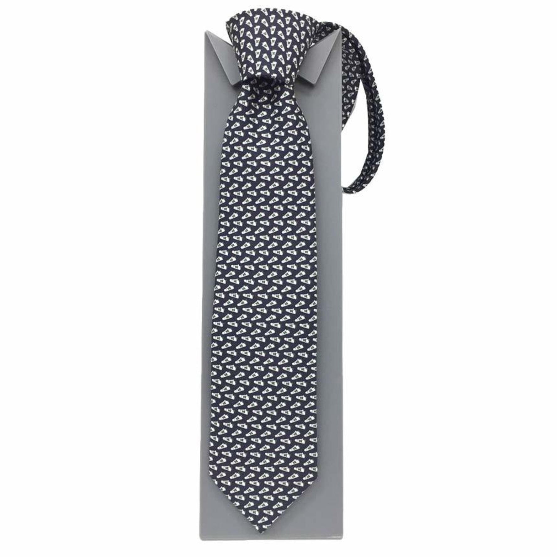 Hermes Tie 07 H AILE Sneakers Silk MARINE FONCE/BLANC/VE Unused