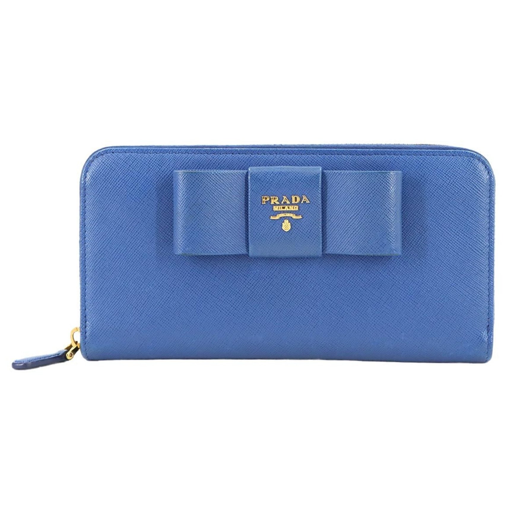 Prada Ribbon Zipped Around Long Wallet in Saffiano Leather