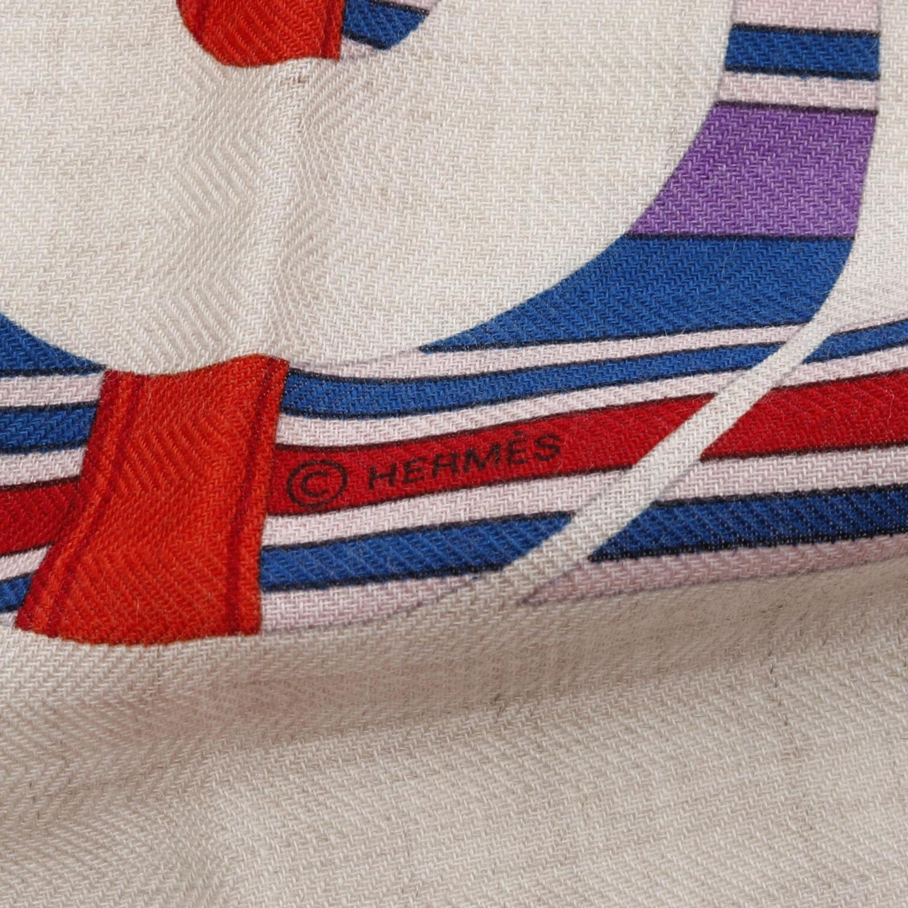 Hermes Hermès Carré Jean 140 Scarf, Silk, Cashmere, Beige, Pink, Multicolor