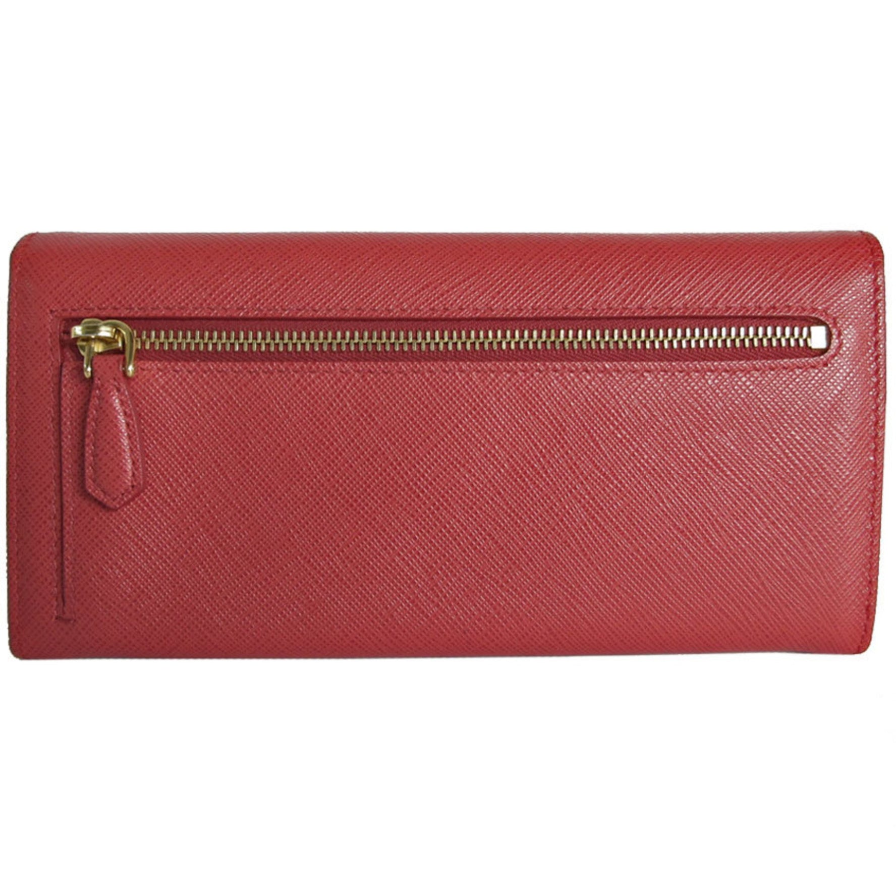 PRADA Long Wallet Leather Red Gold
