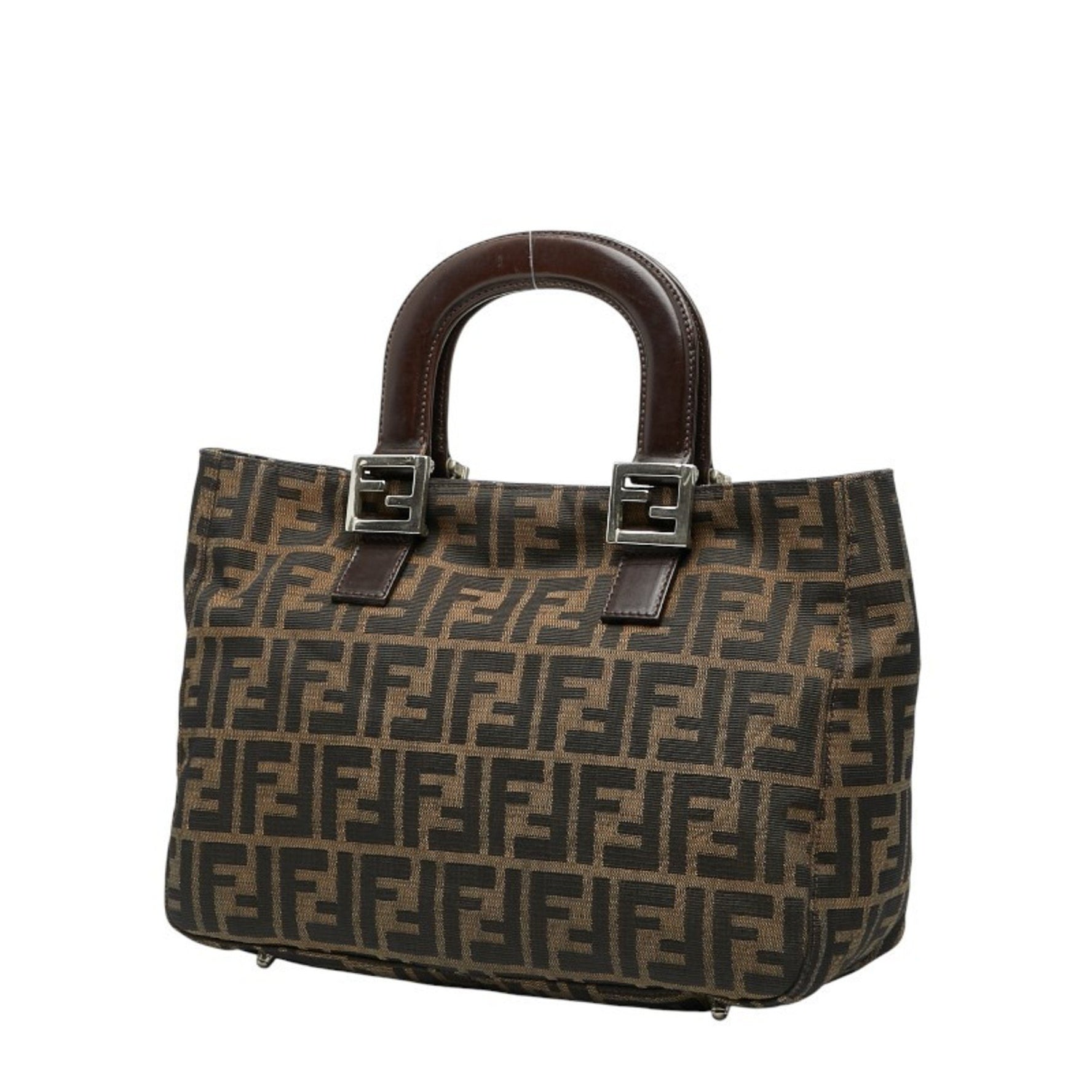 Fendi Zucca Handbag Canvas and Leather