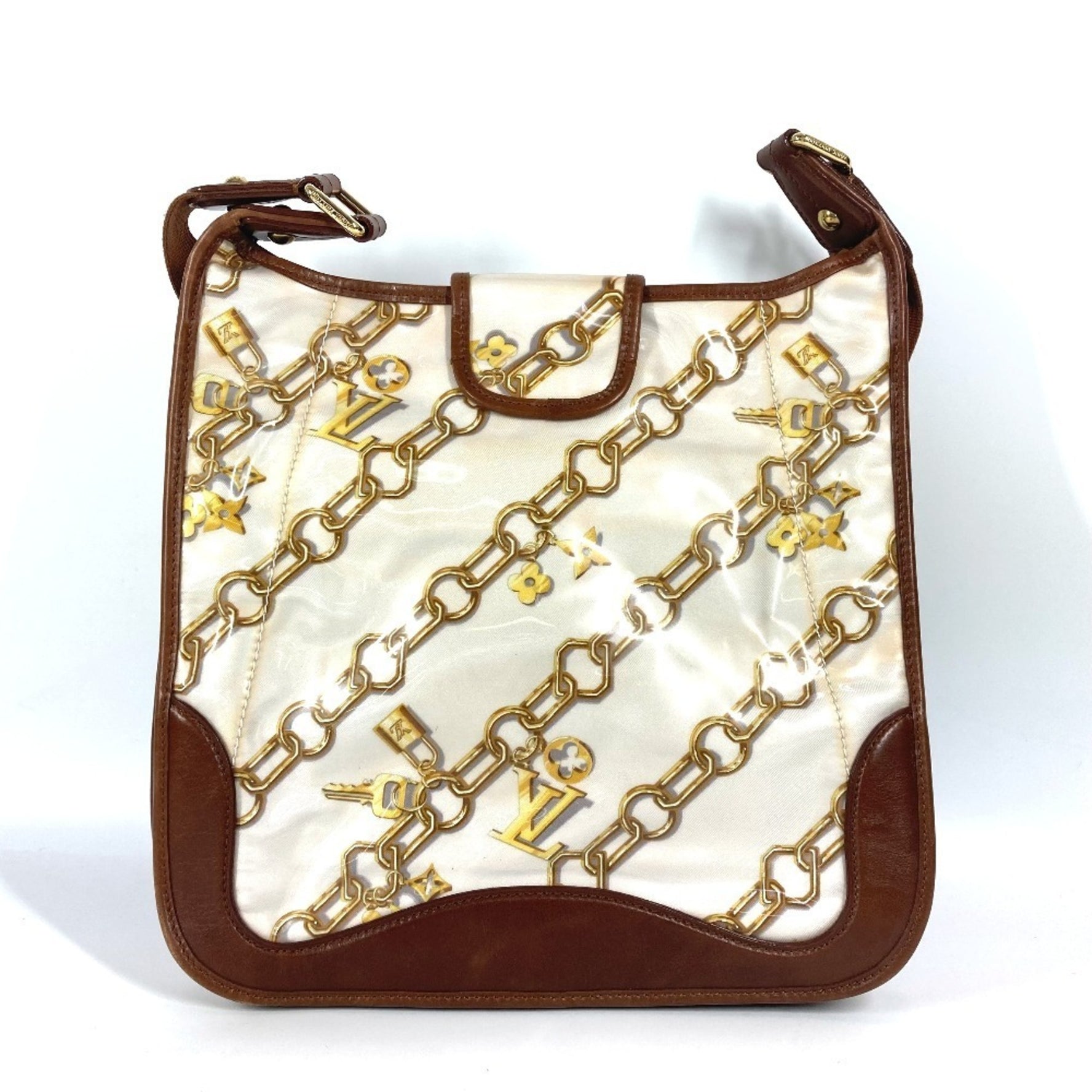 Louis Vuitton Monogram Charm Musette Bag Crossbody Shoulder Vinyl Leather White