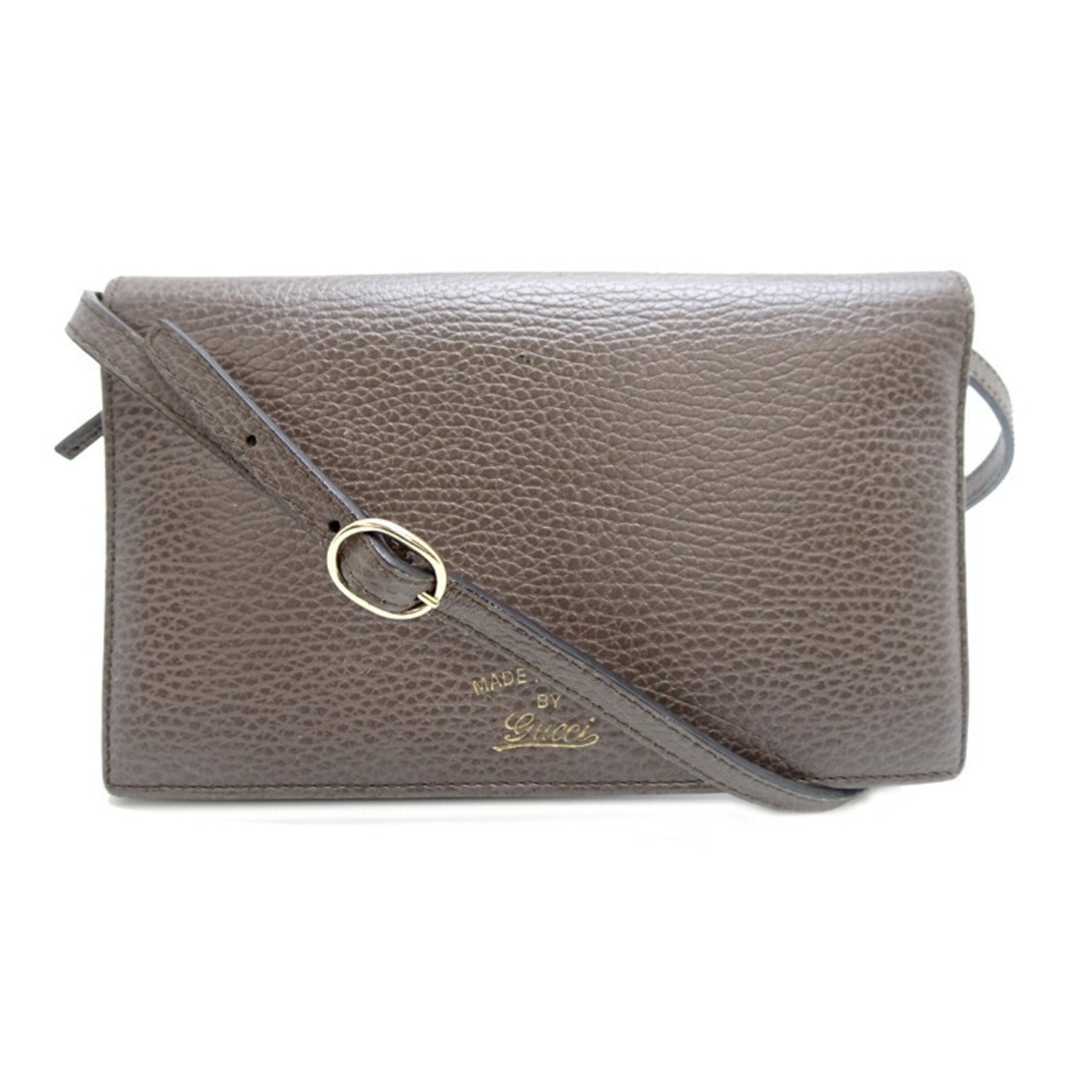 Gucci Shoulder Wallet Bi-fold Leather Greige