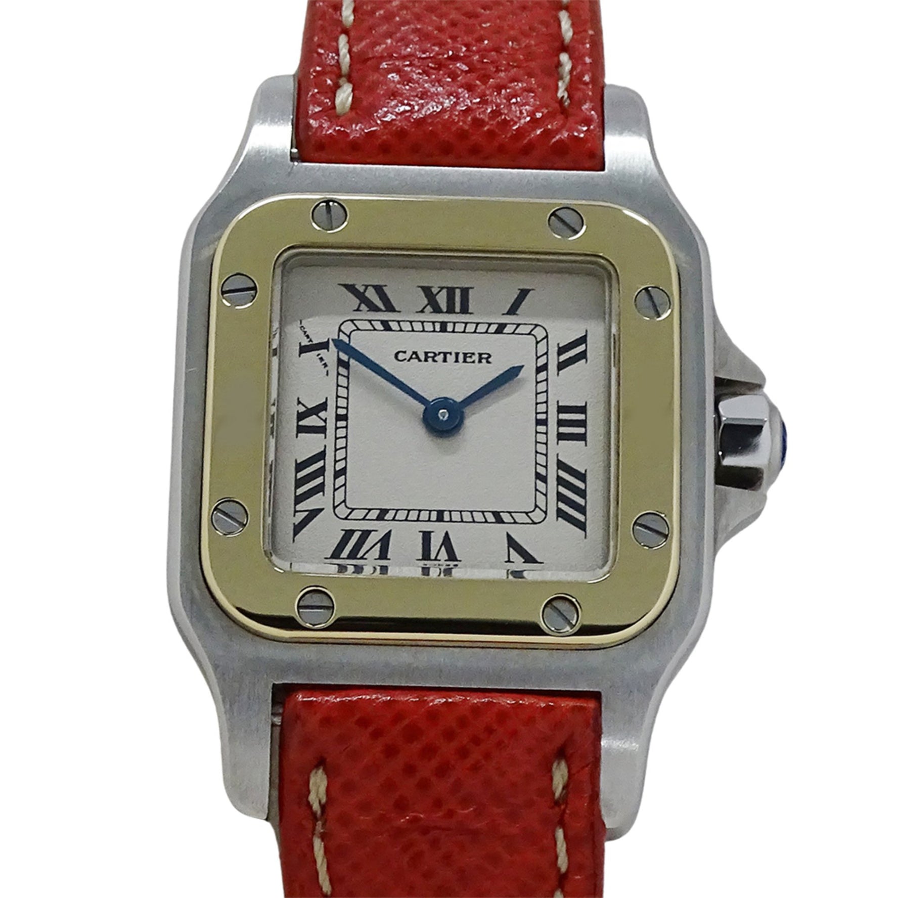 Cartier Santos Galbe SM Quartz Watch Stainless Steel with Leather Strap, Polished