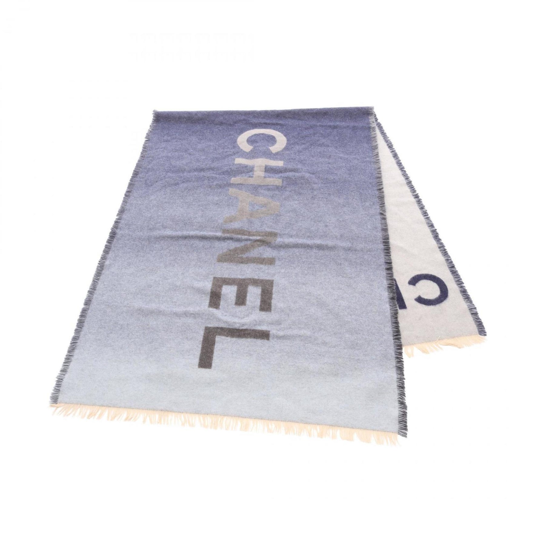 Chanel Coco Mark Cashmere Scarf/Stole Navy Blue, Multicolor