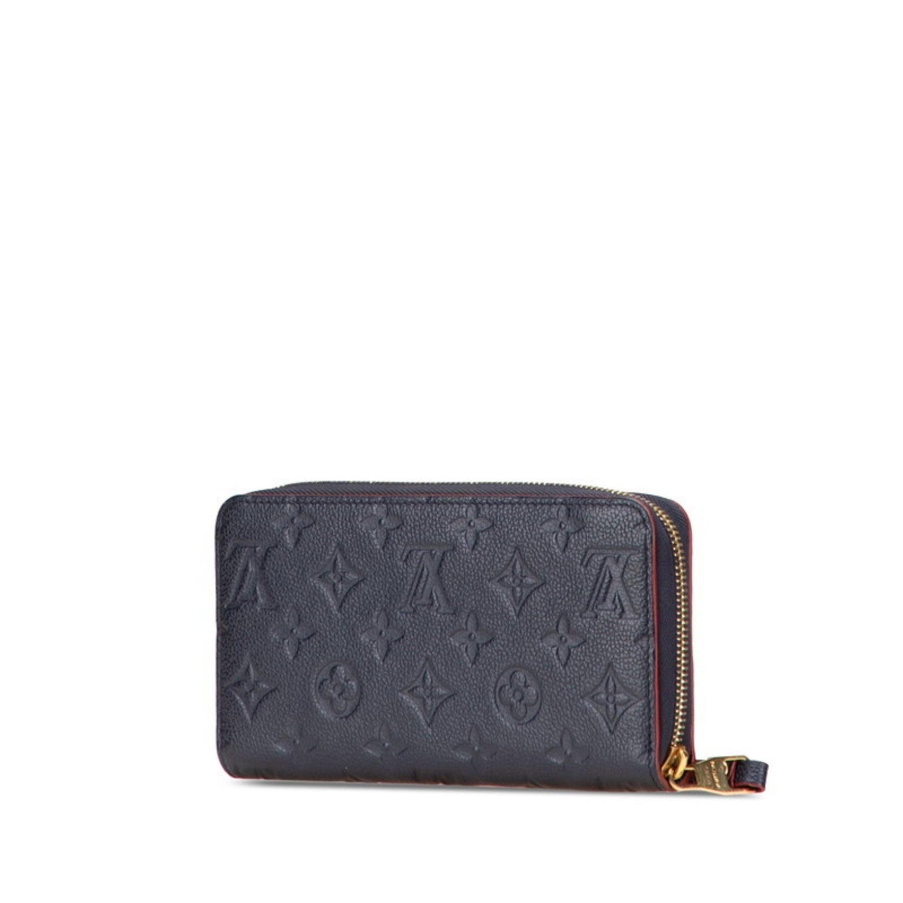 Louis Vuitton Monogram Empreinte Zippy Wallet, Round Zipper Long Wallet Marine Rouge Navy Red Leather, LOUIS VUITTON