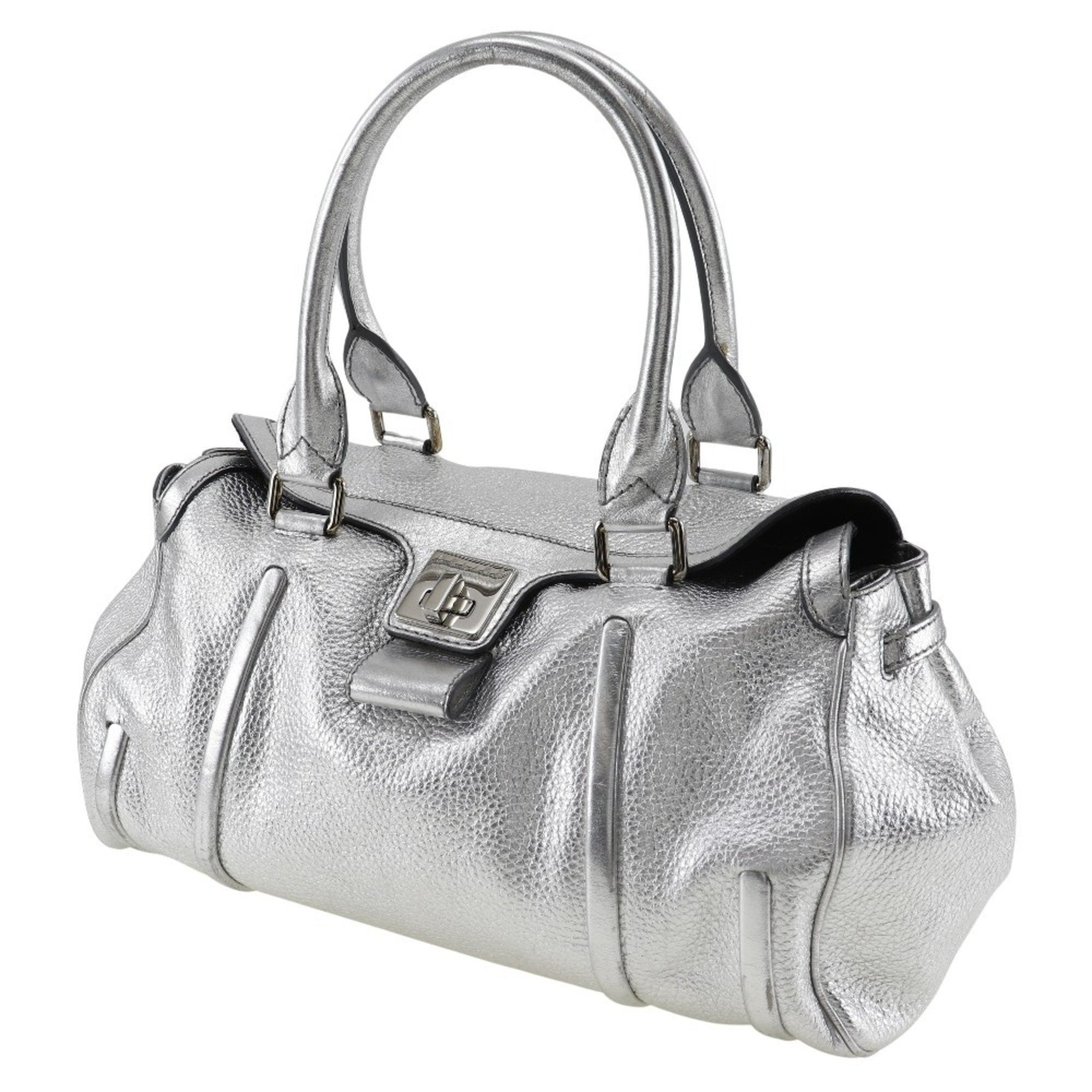 CELINE Plate Handbag Calfskin Turnlock With Logo