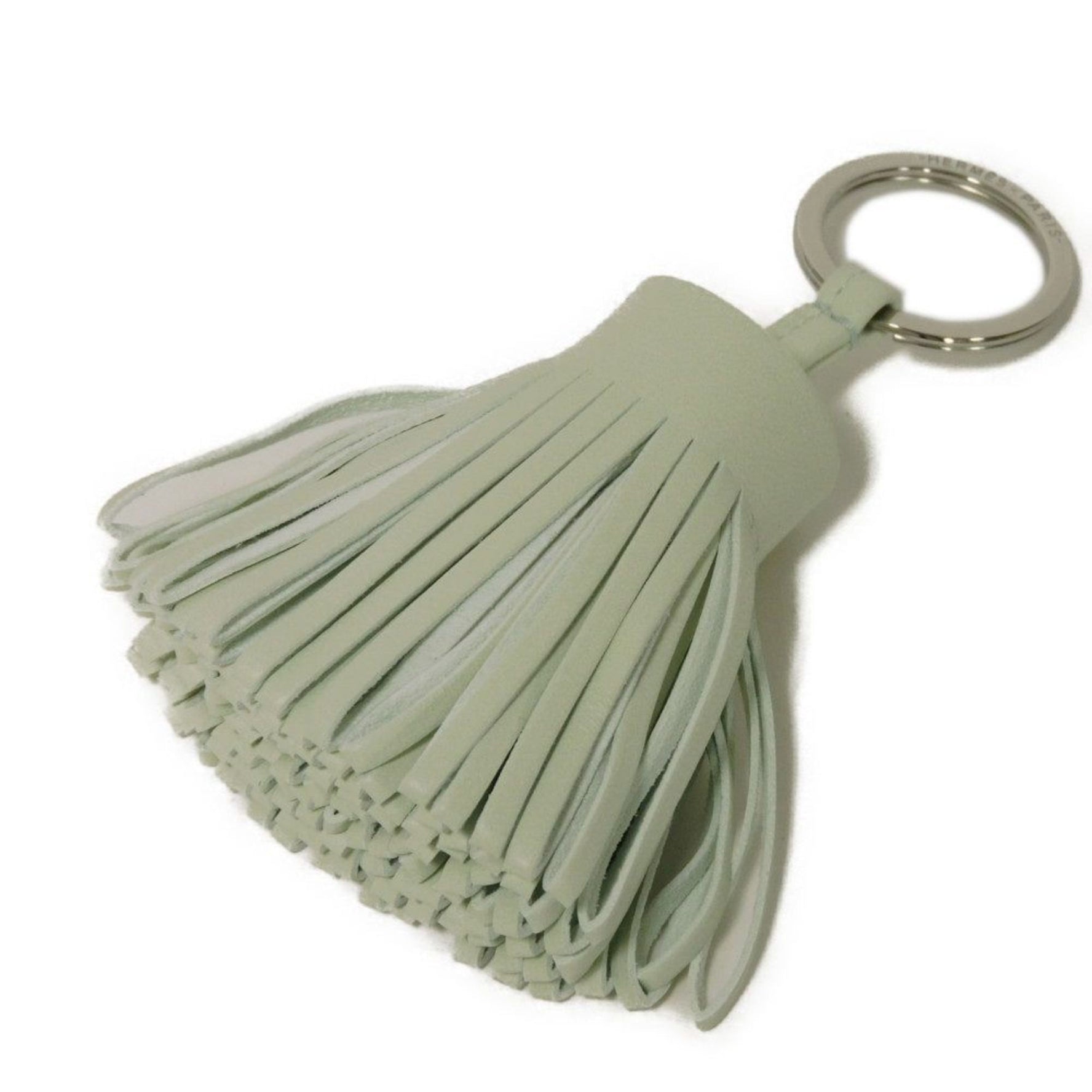 Hermes Keychain Carmen Pastel Light Green Charm Keyring Unused Ring Anjou Milo Vert Fizz W Engraved Men's