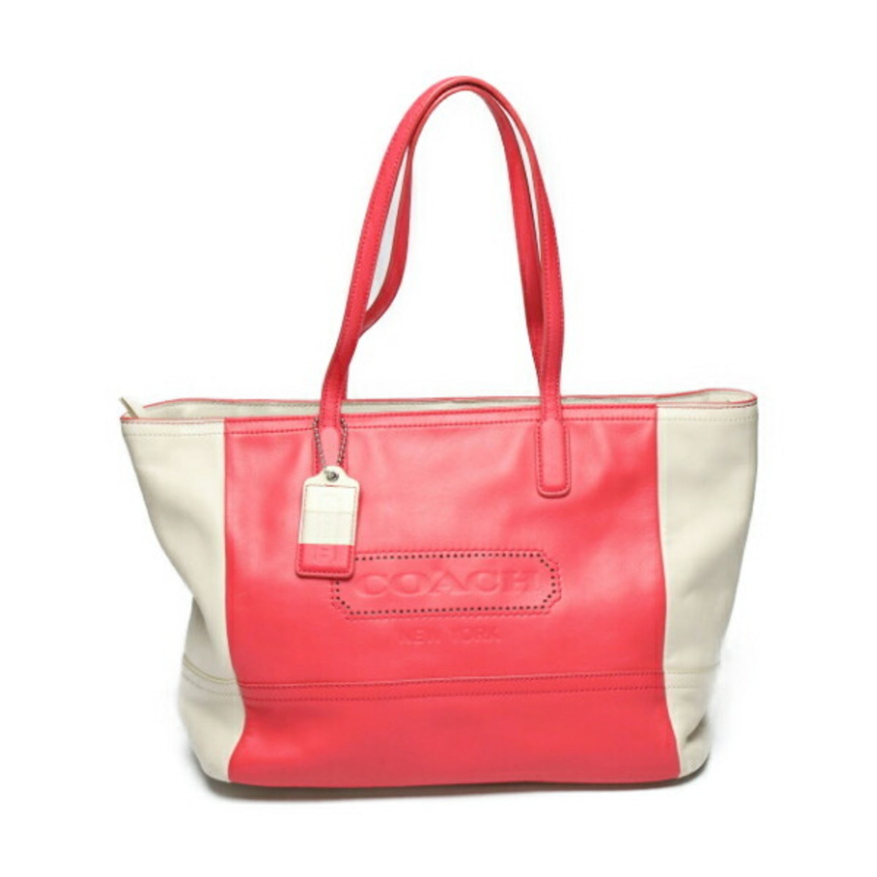 COACH LEGACY Shoulder Bag Red x Cream Tote